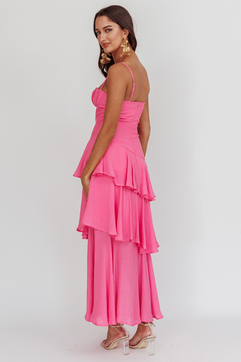 NWT Lulu’s offers Meet Me in Madrid Pink Beaded Maxi Dress