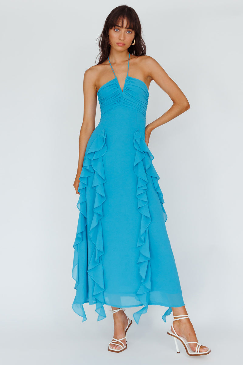 Sana Corset Strapless Maxi Dress in Blue