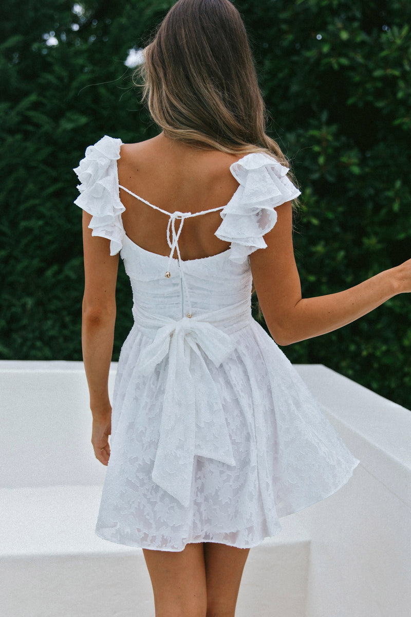 White frilly summer dress sale