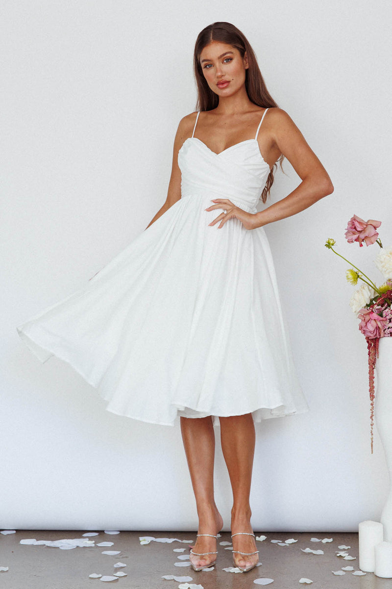 Shop the Salome Tied Back Knee Length Dress White