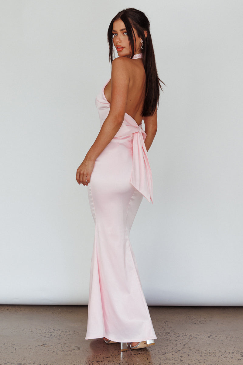 Fifth Avenue Bow Back Maxi Dress Baby Pink