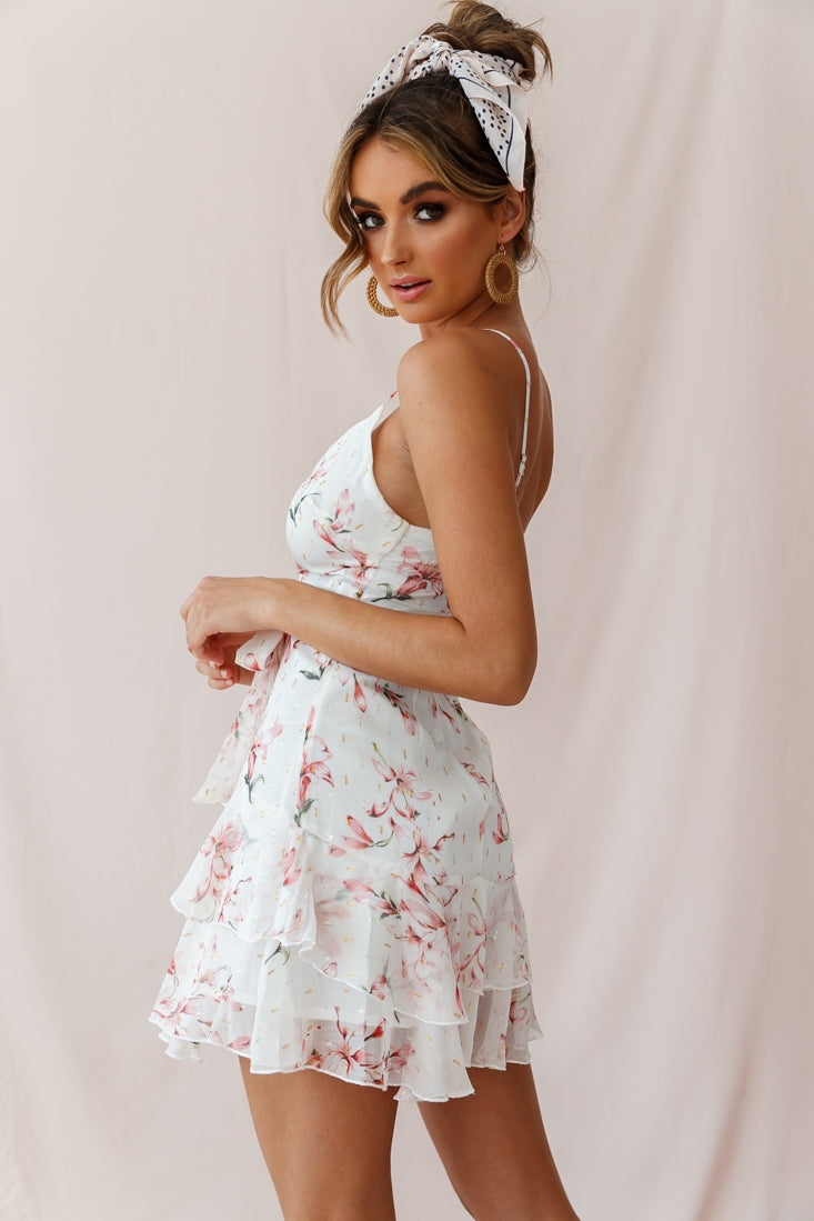 Kerry Floral Layered Dress Beige & Pink