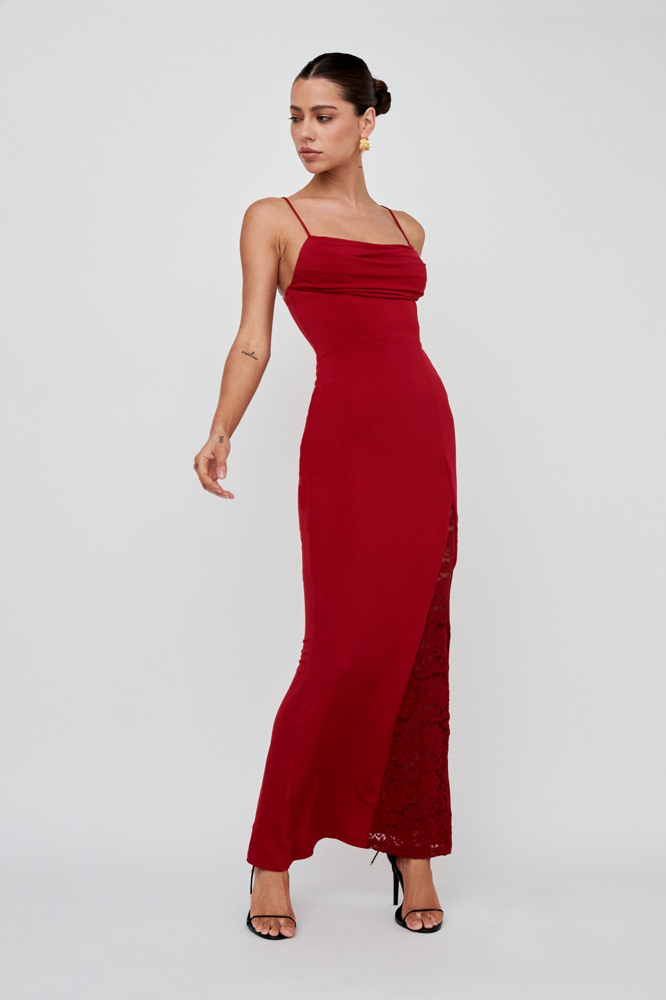 Wine lace cheap maxi dress