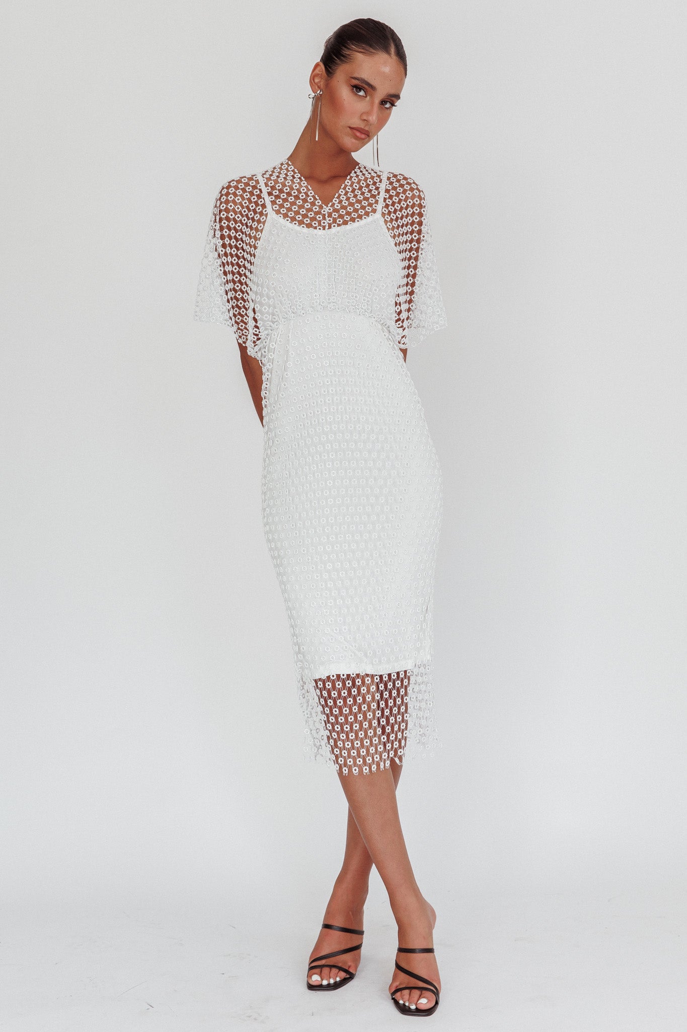 White fishnet dress sales