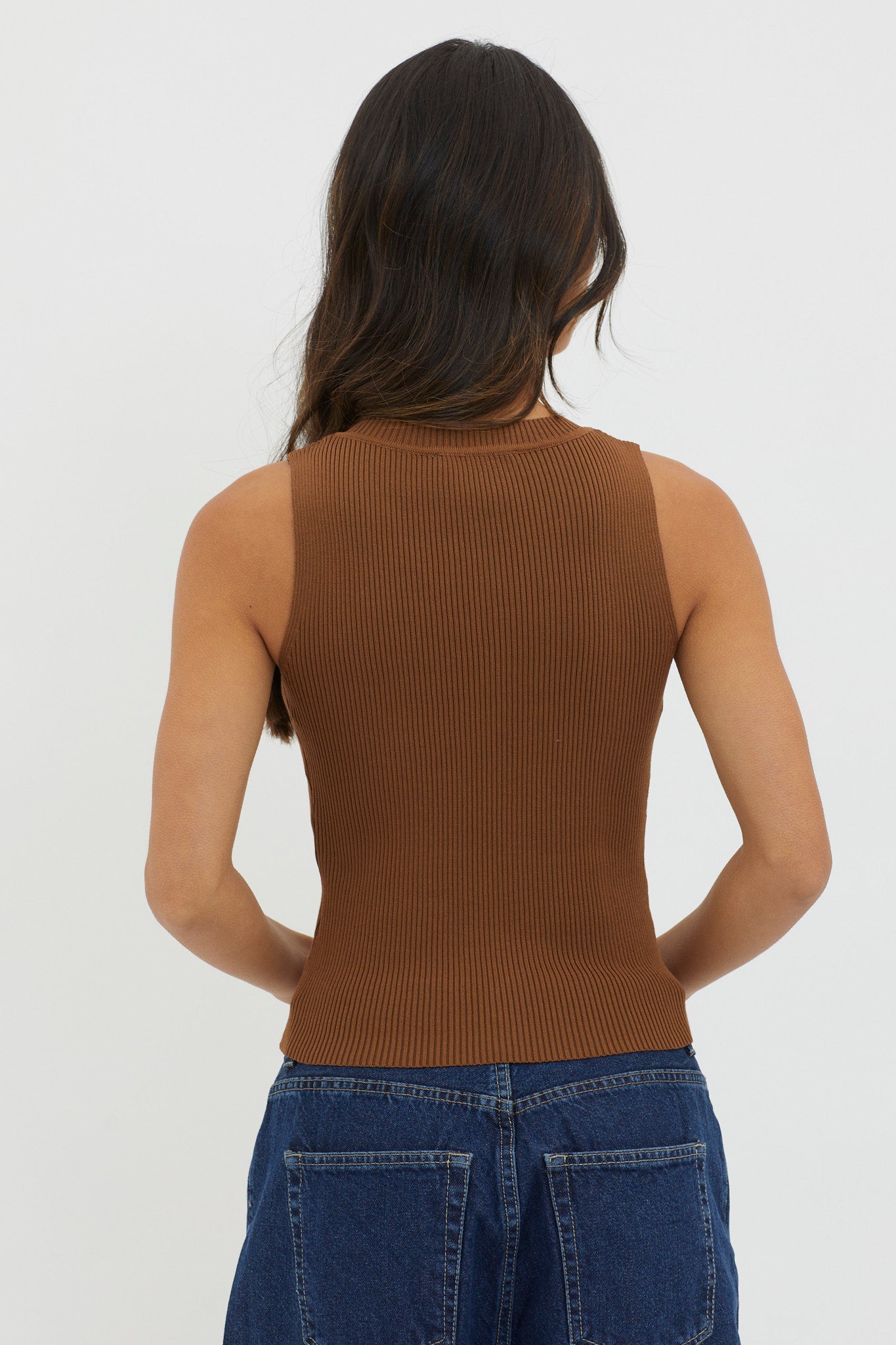 Shop the D'Lila V-Neck Ribbed Knit Top Chocolate