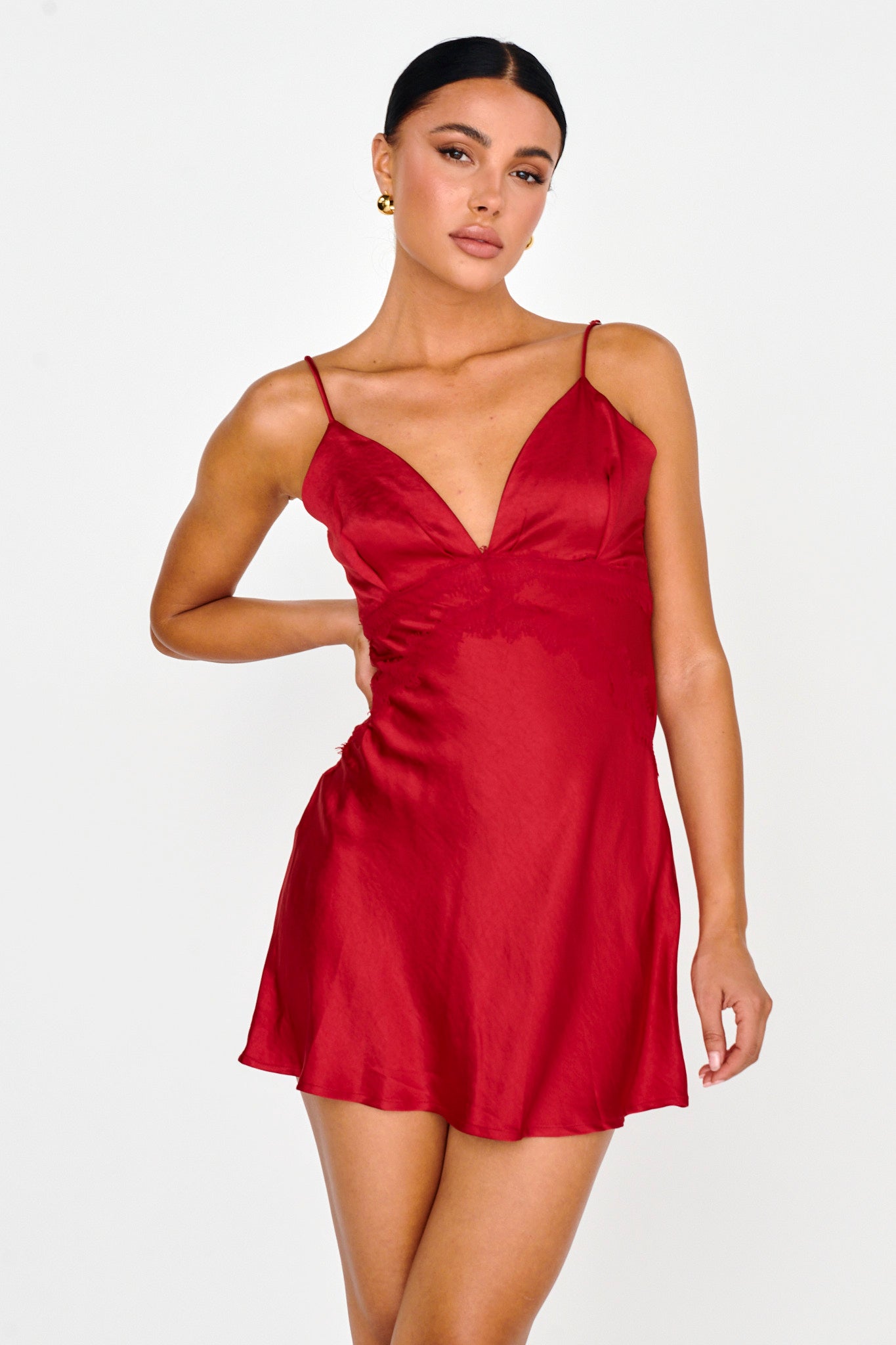 Selfie LESLIE Women s Lace Trim Cami Mini Dress