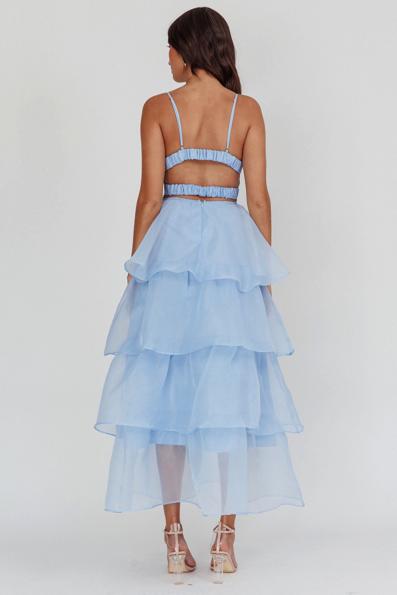 Shop the Made For You Tiered Ruffle Midi Dress Blue | Selfie Leslie