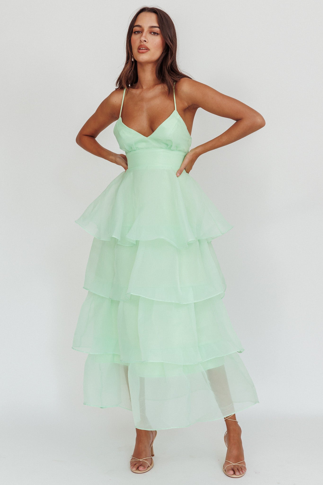 Shop the Made For You Tiered Ruffle Midi Dress Mint | Selfie Leslie