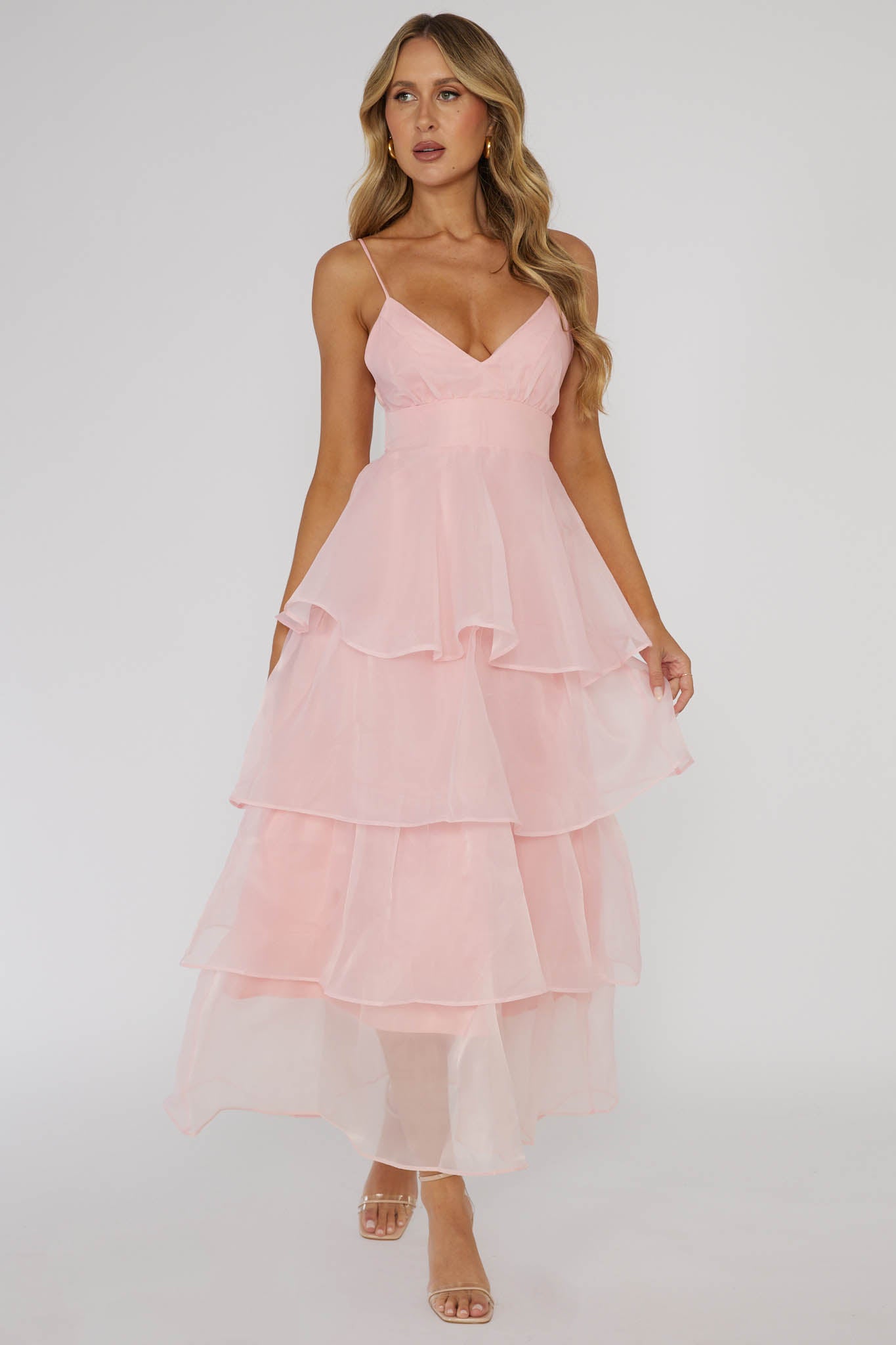 Shop the Made For You Tiered Ruffle Midi Dress Pink | Selfie Leslie