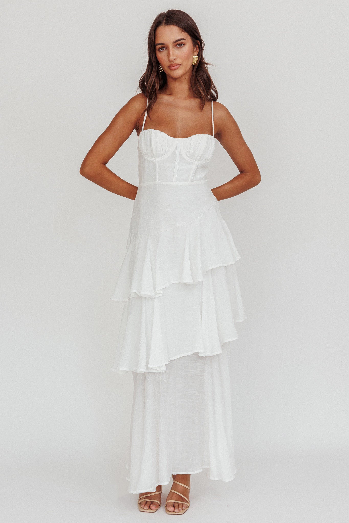 White tiered dress maxi sales