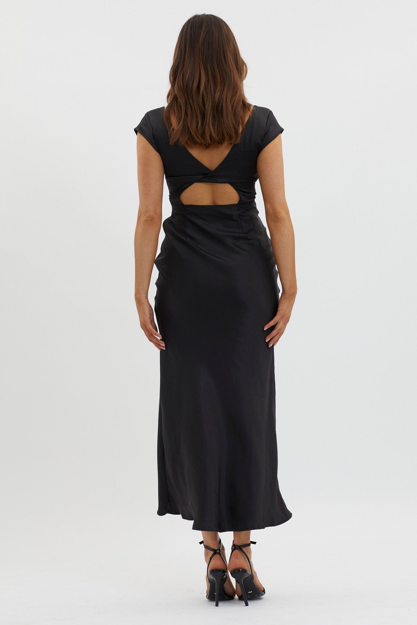 Shop the Lucinda V-Neck Twist Back Midi Dress Black