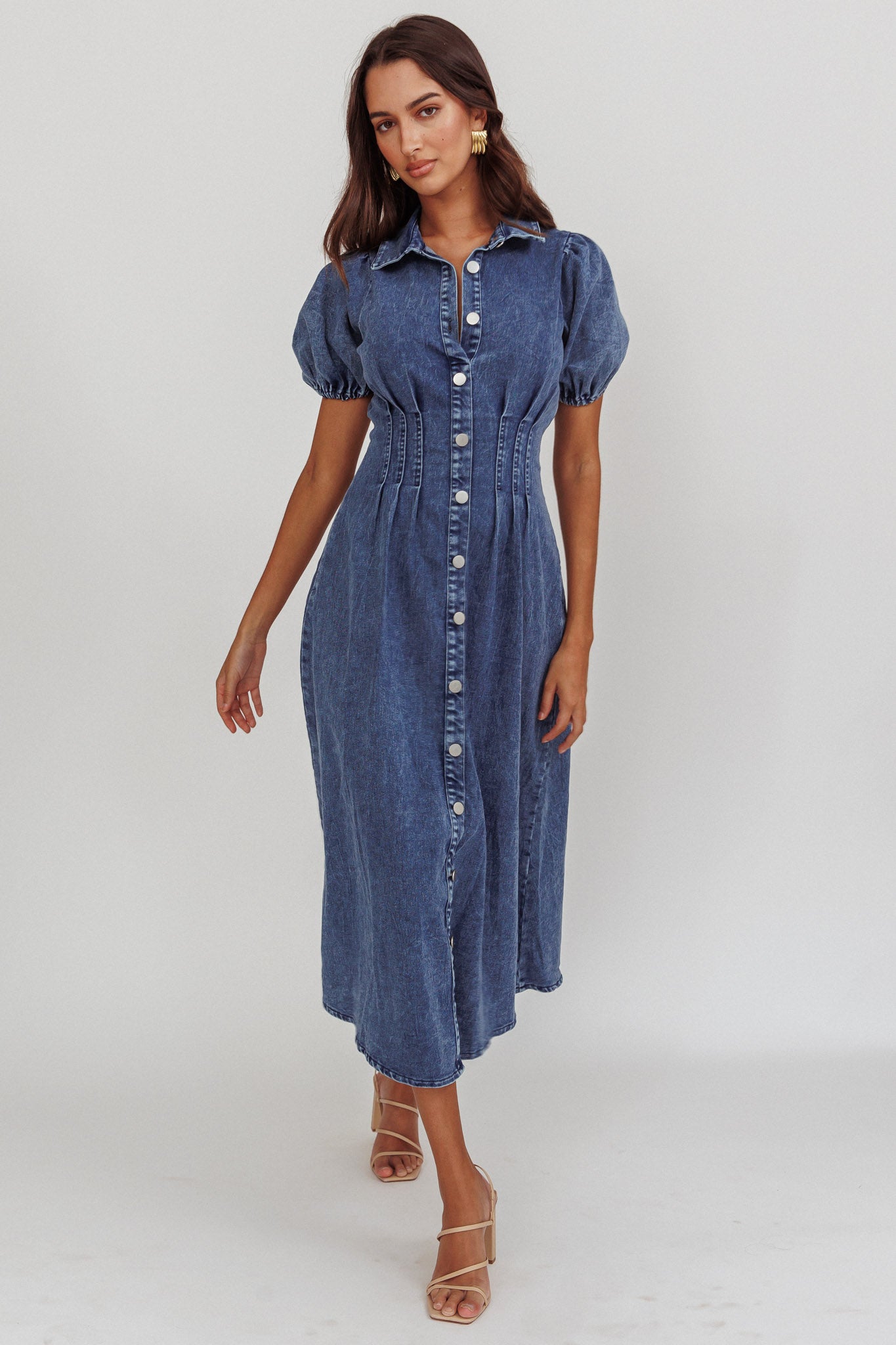 Navy blue denim dress best sale