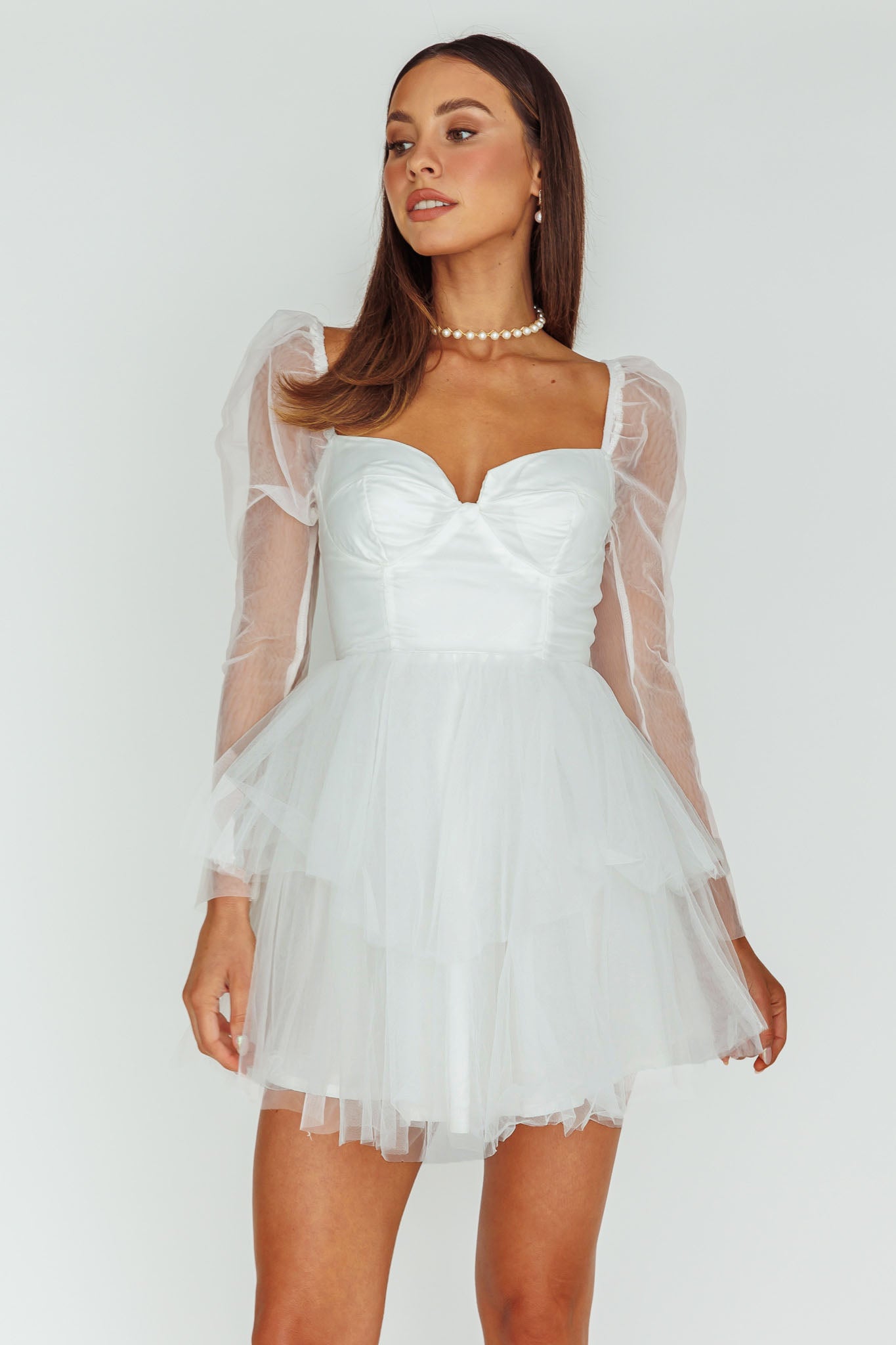 White Tulle Mini Dress