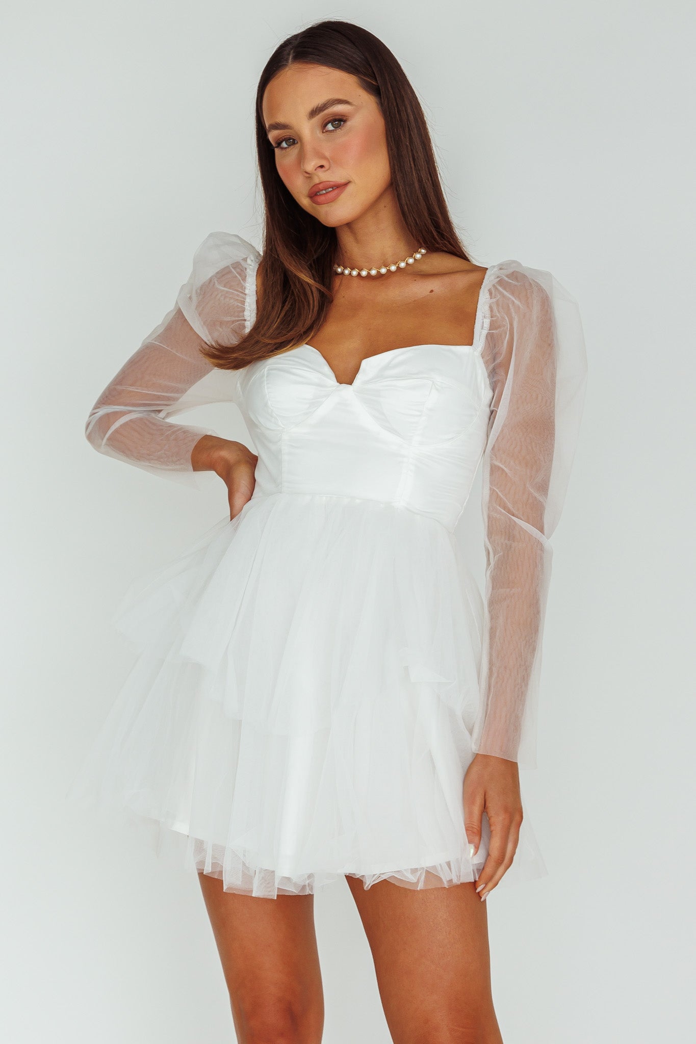 White Tulle Mini Dress