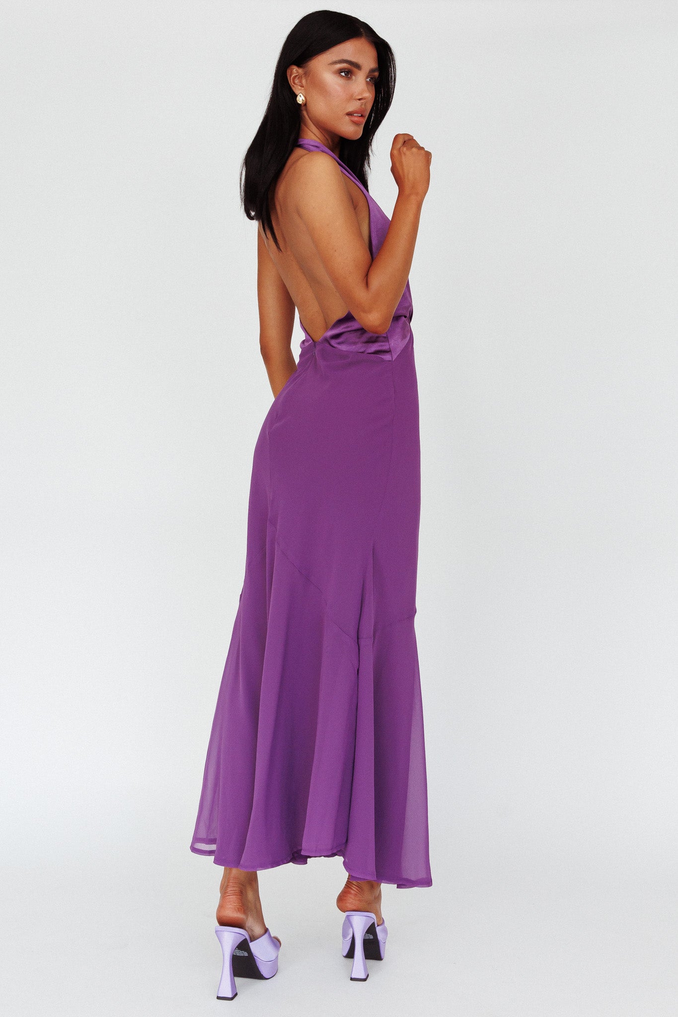 Shop the Vision Halterneck Midi Dress Violet | Selfie Leslie