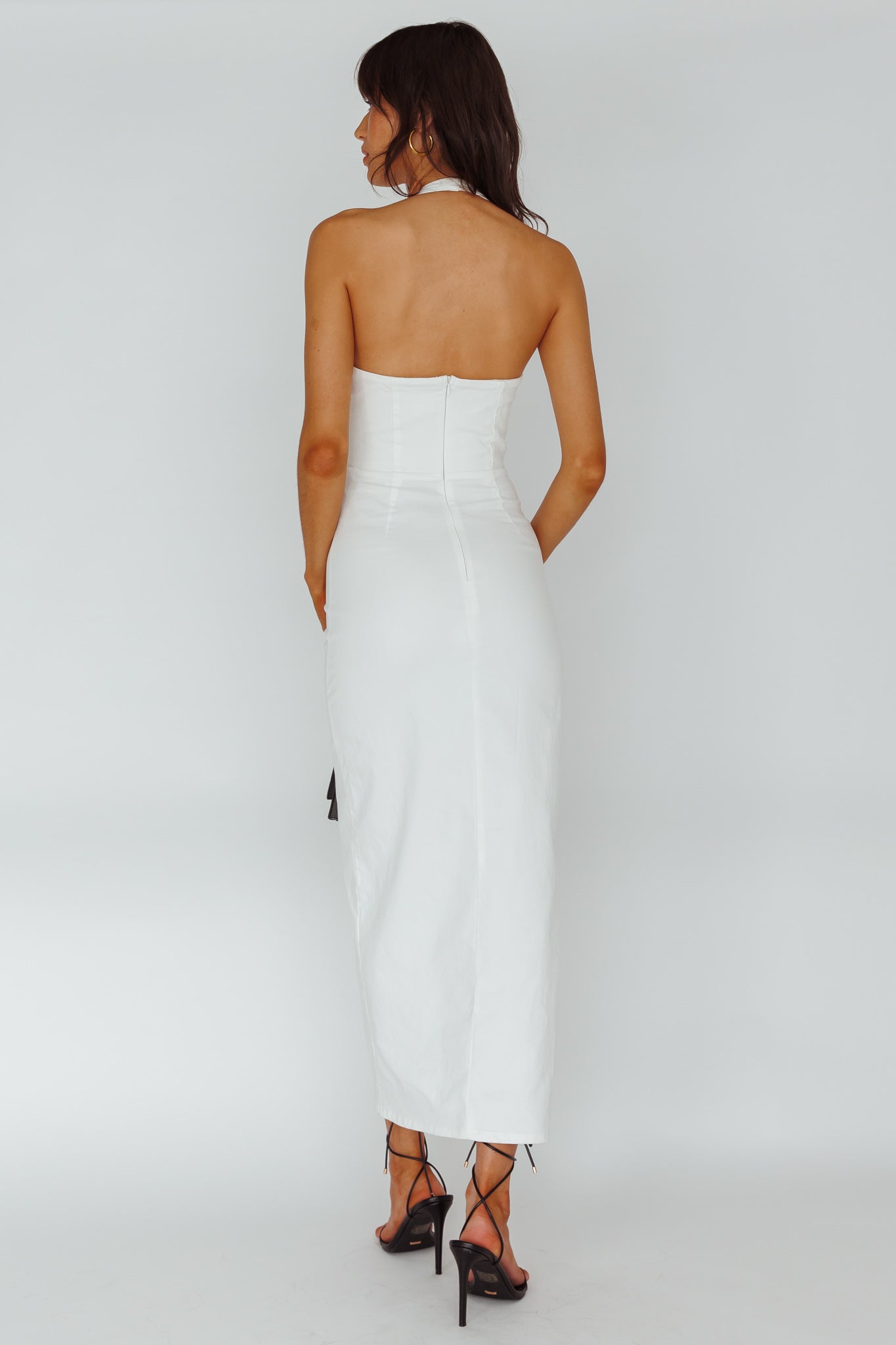 Shop the Renita Halterneck Button Maxi Dress White | Selfie Leslie