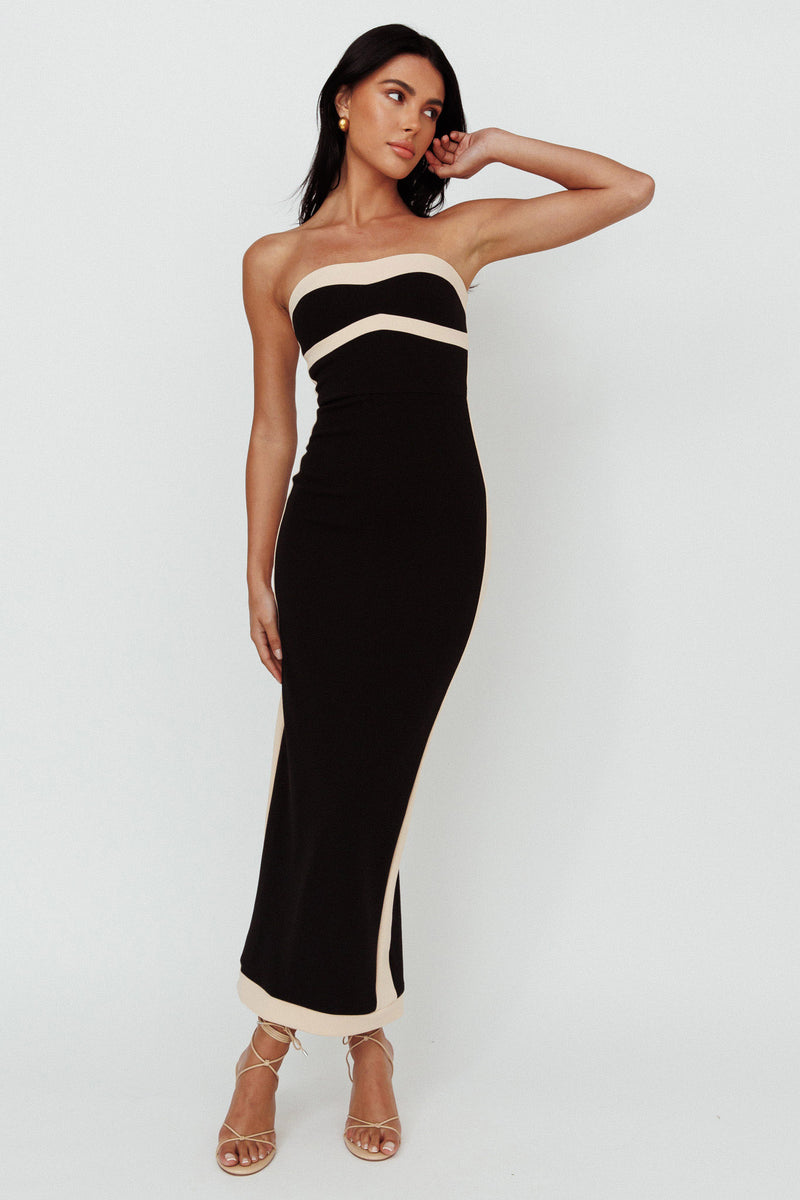 Shop the Tenika Strapless Bodycon Midi Dress Black | Selfie Leslie