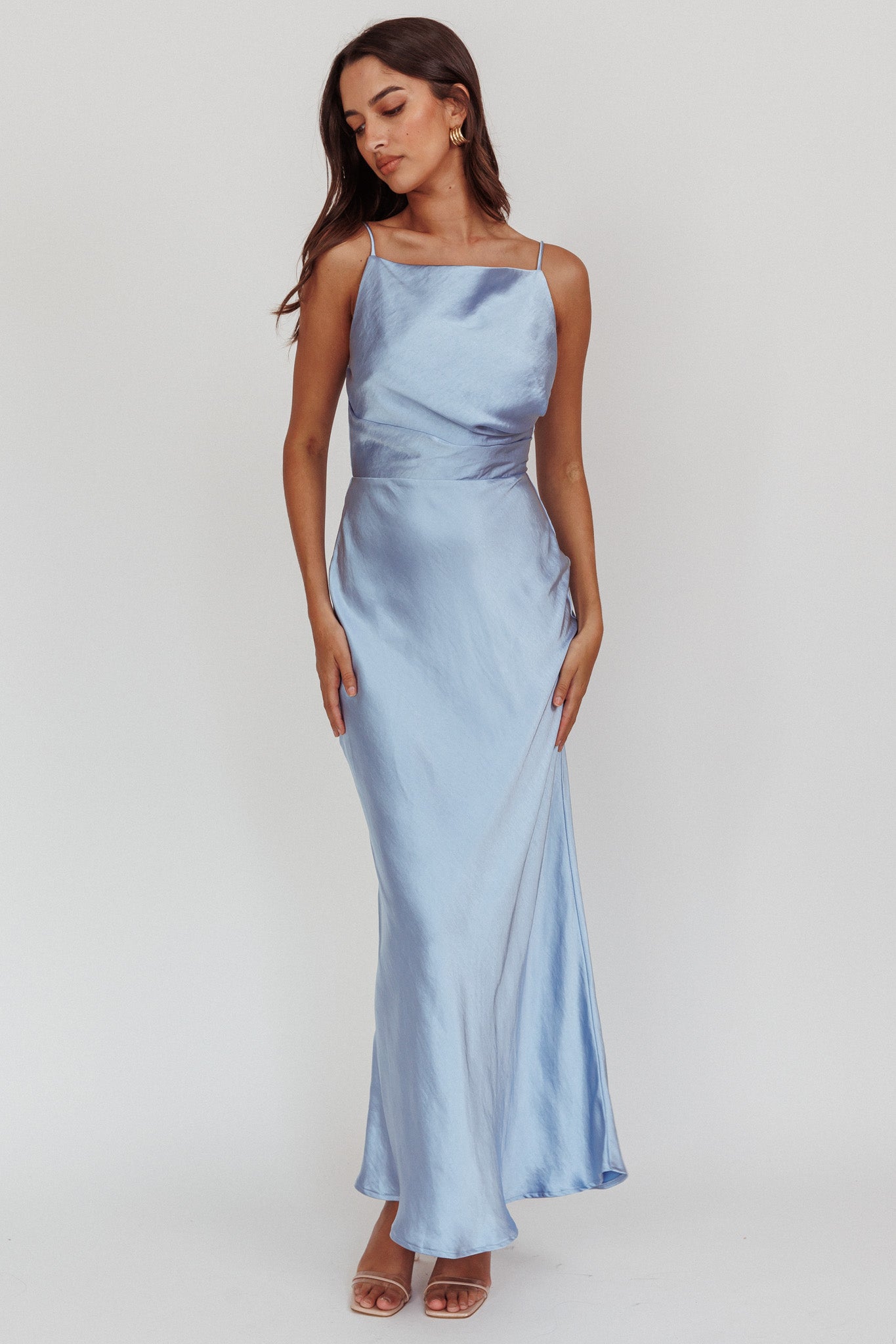 Shop the Laila Boat Neck Maxi Dress Stone Blue Selfie Leslie