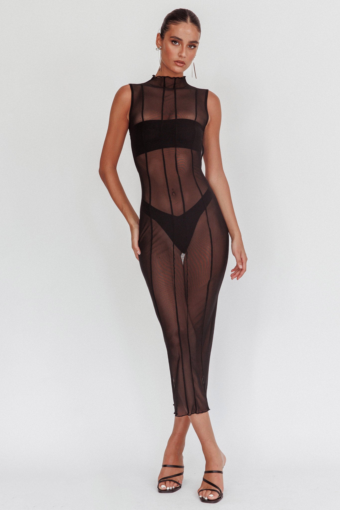 Shop the Ciera Sheer Maxi Dress Black | Selfie Leslie