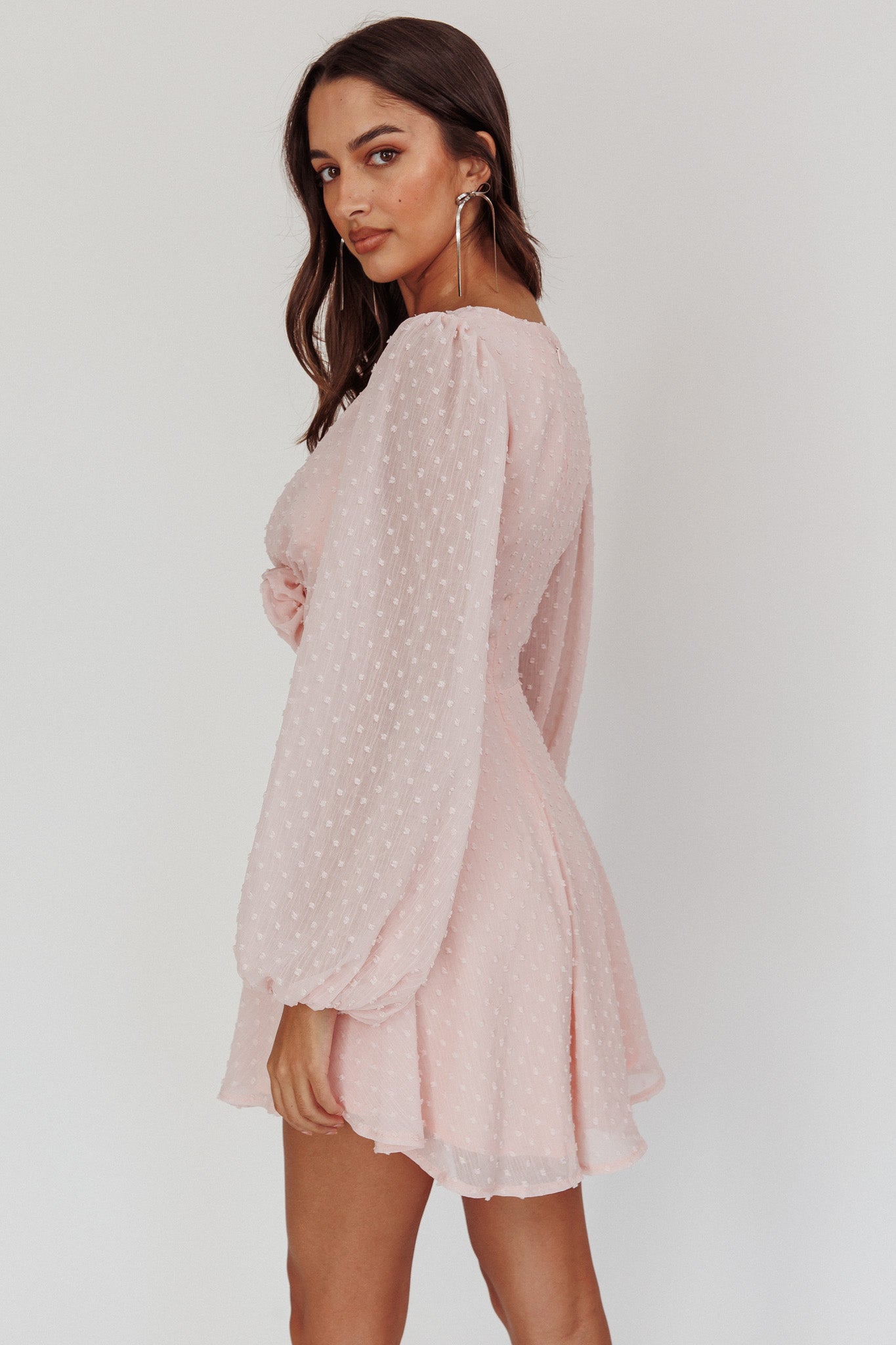 Light orders pink long sleeved dress