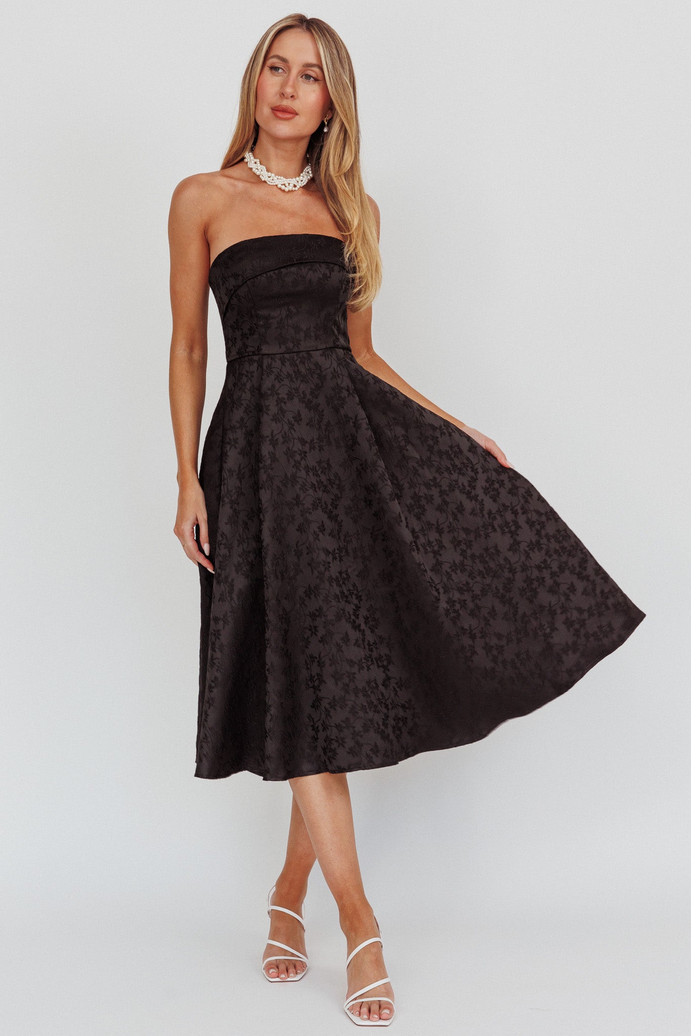 Selfie Leslie Women s Dresses Worship Strapless A Line Midi Dress Black XL by Here Comes The Sun