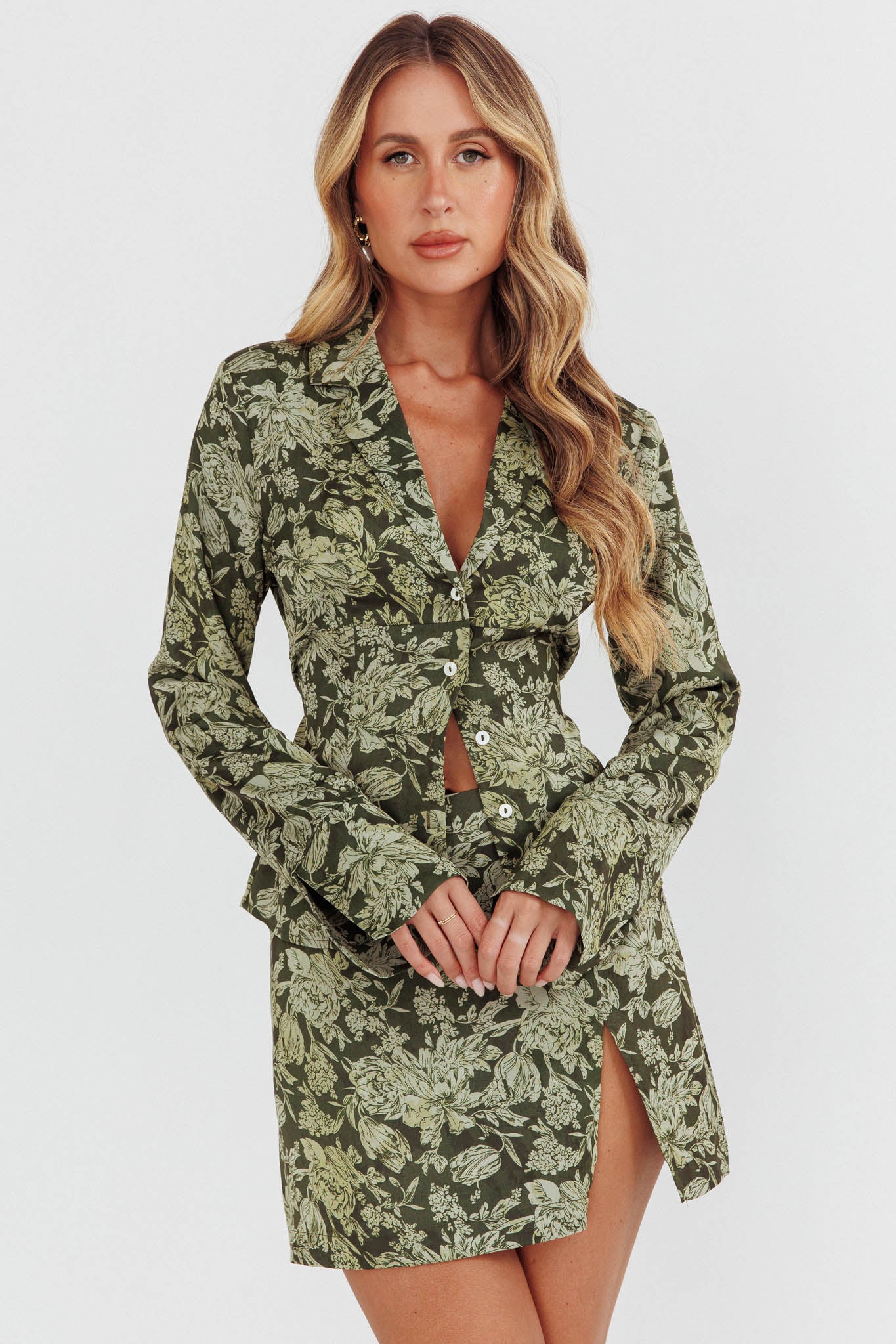 Cute Olive Green Dress - Button-Up Shirt Dress - Collared Dress