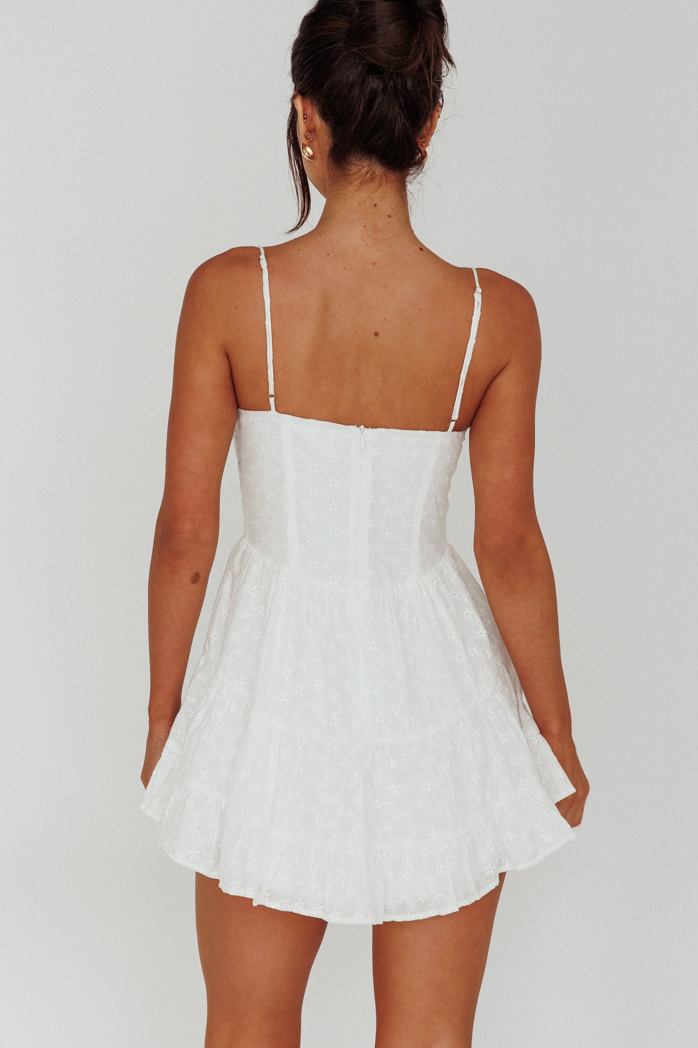 White fashion hook and eye dress