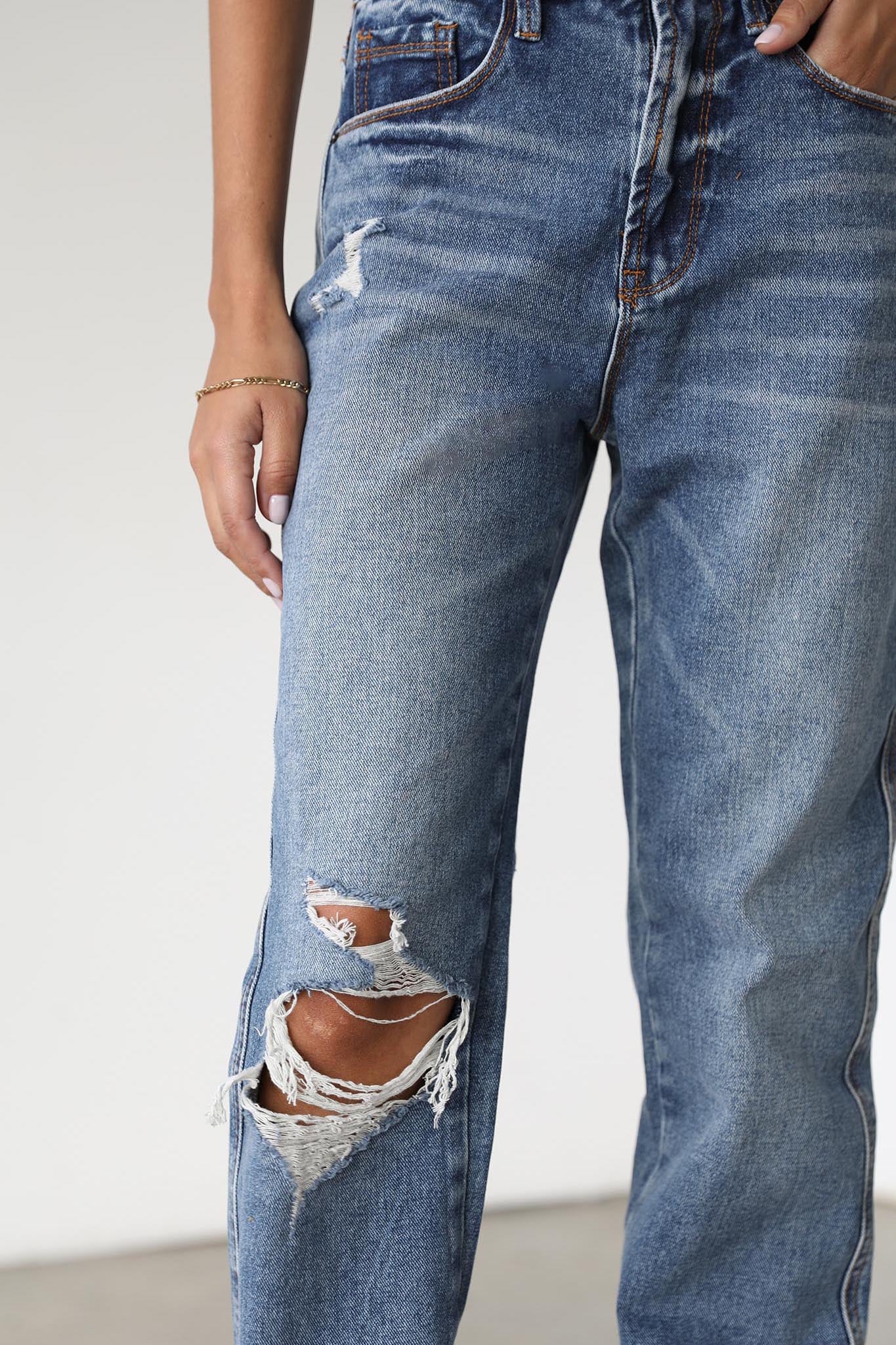 Shop the DOGMA High Rise Straight Leg Denim Jeans Dark Wash | Selfie Leslie