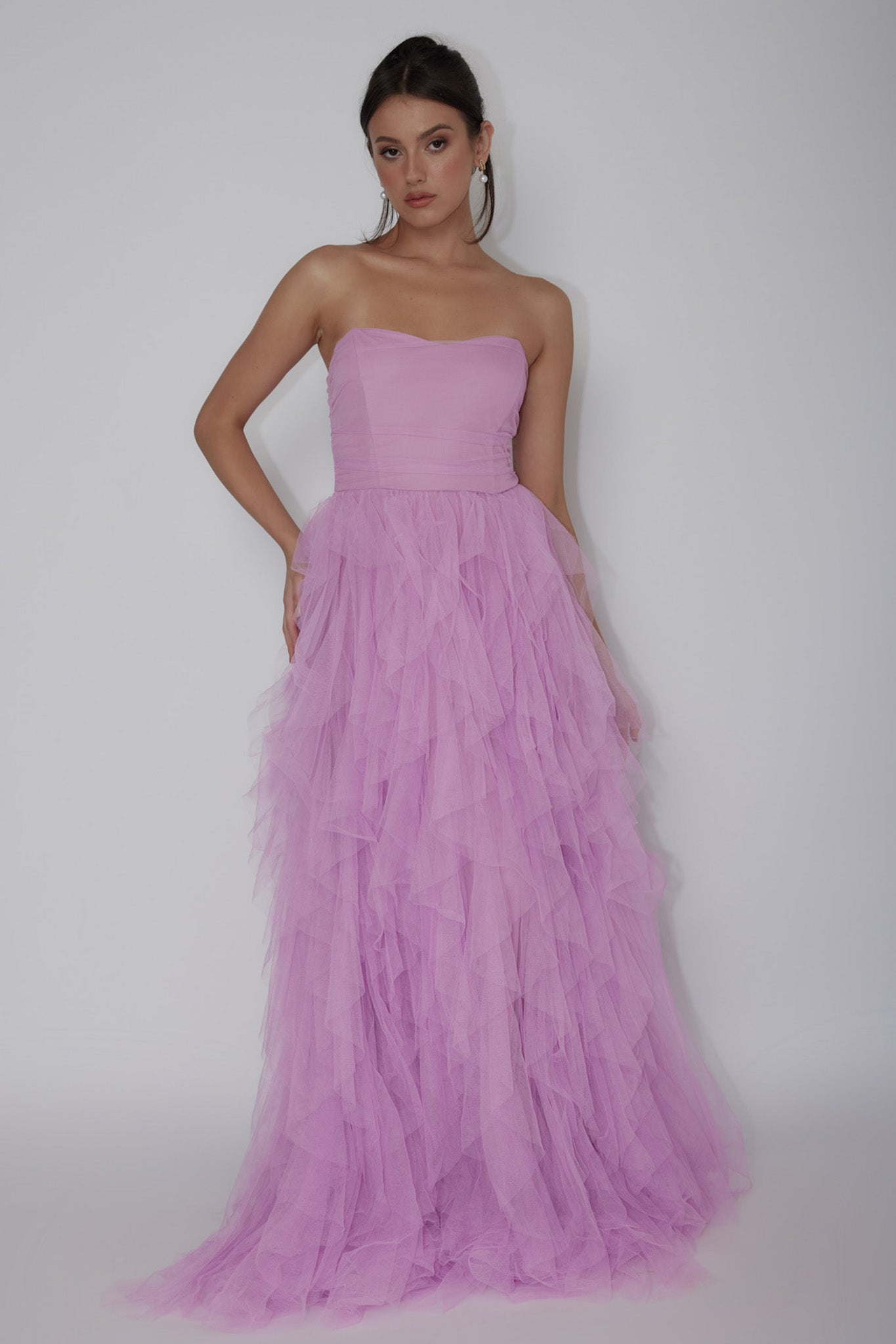 Shop the Rori Tulle Cascade Maxi Dress Orchid | Selfie Leslie