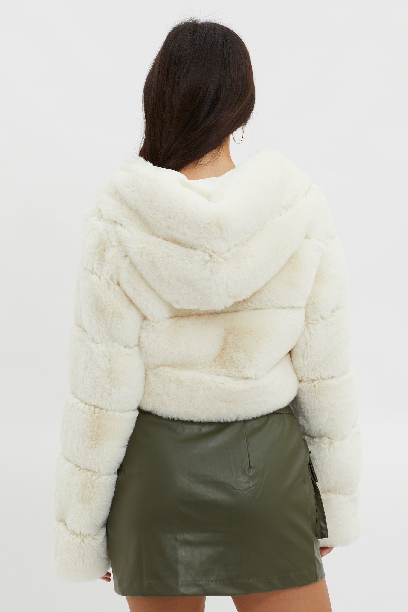 Abercrombie & Fitch Ivory Cream Faux Fur Women's Hooded Jacket Parka -  Medium | eBay