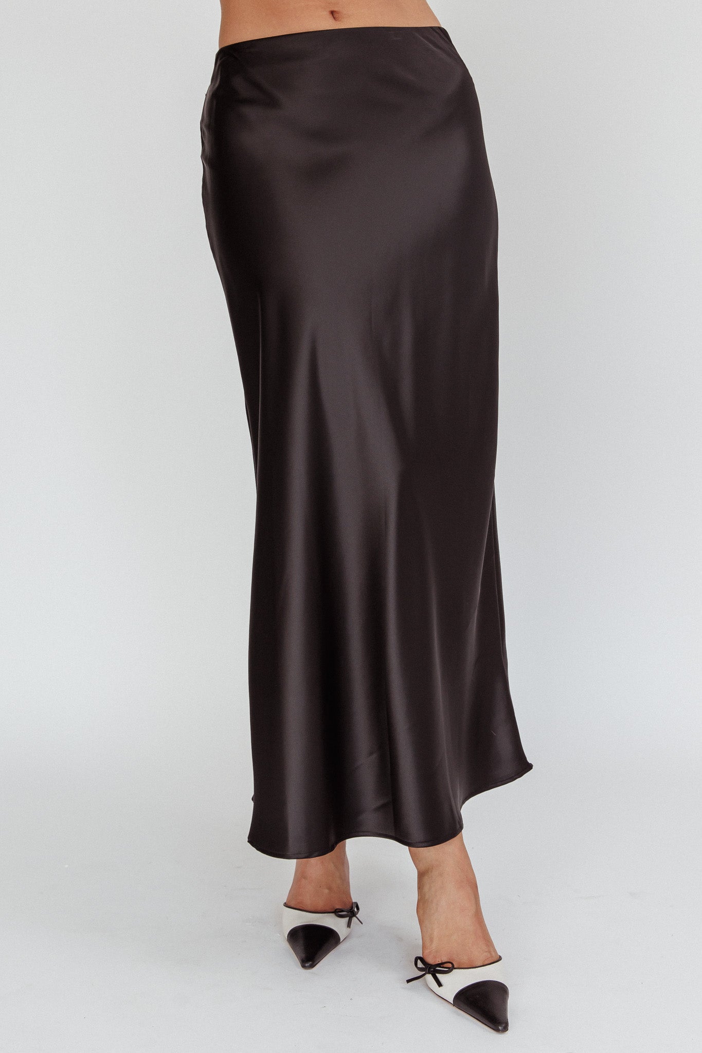 Shop the Unrequited Love Satin Maxi Skirt Black | Selfie Leslie