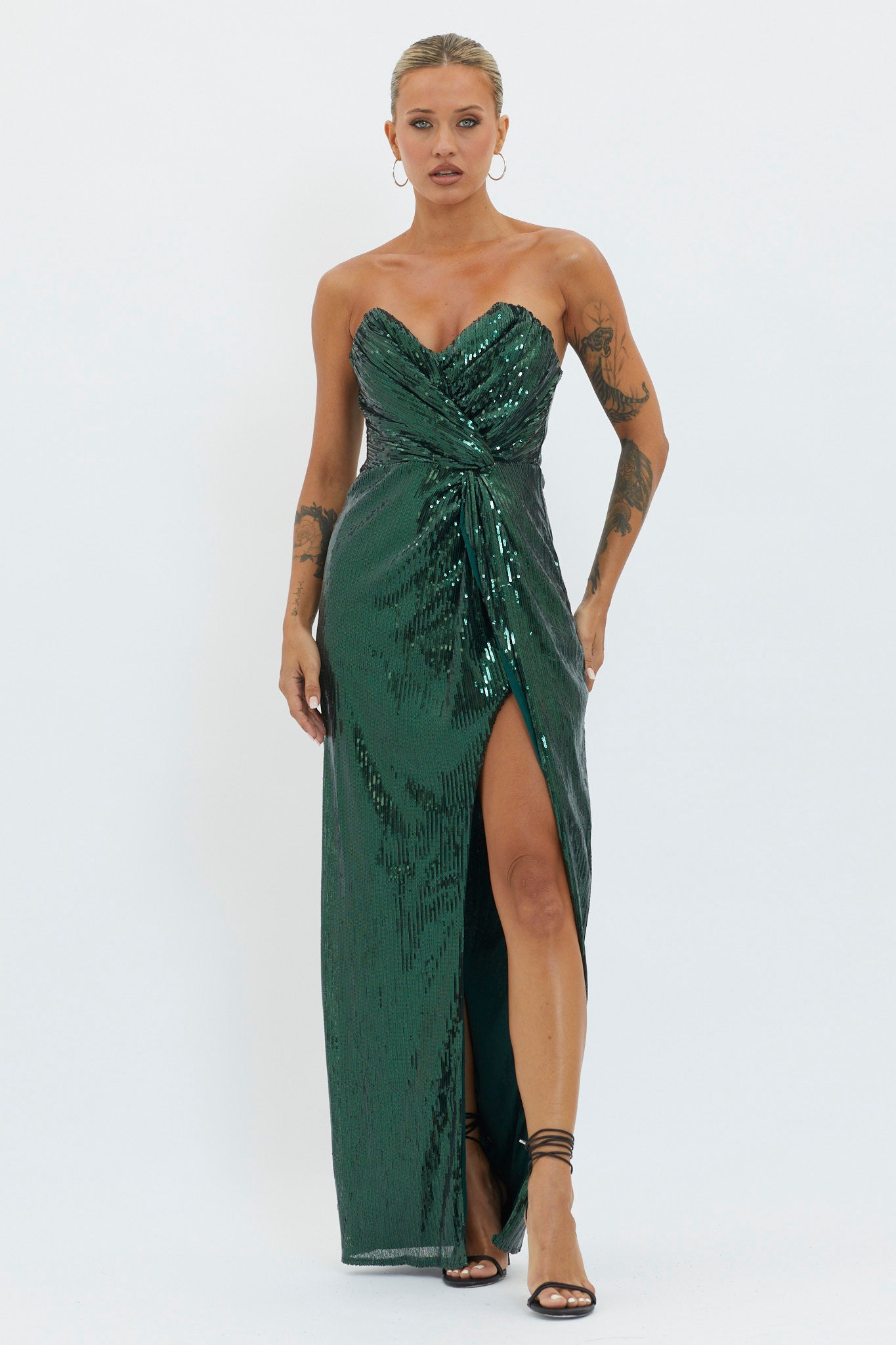 Sequin green maxi dress sales