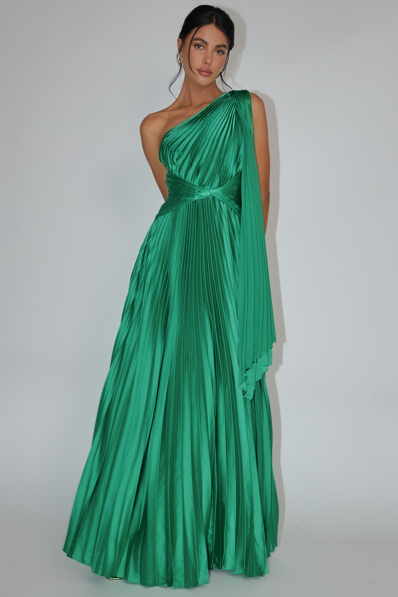 Shop the Laxmi Accordion Pleat Maxi Dress Kelly Green