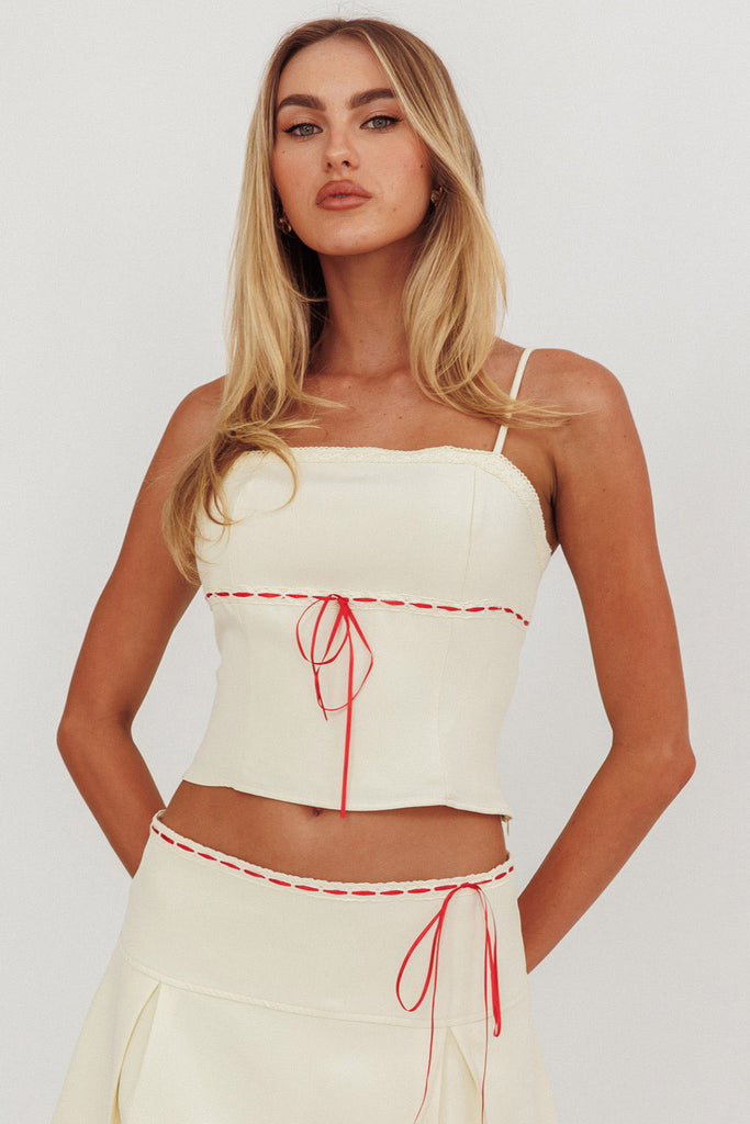 Shop the Maxxine Ribbon Trim Cami Top Bone | Selfie Leslie