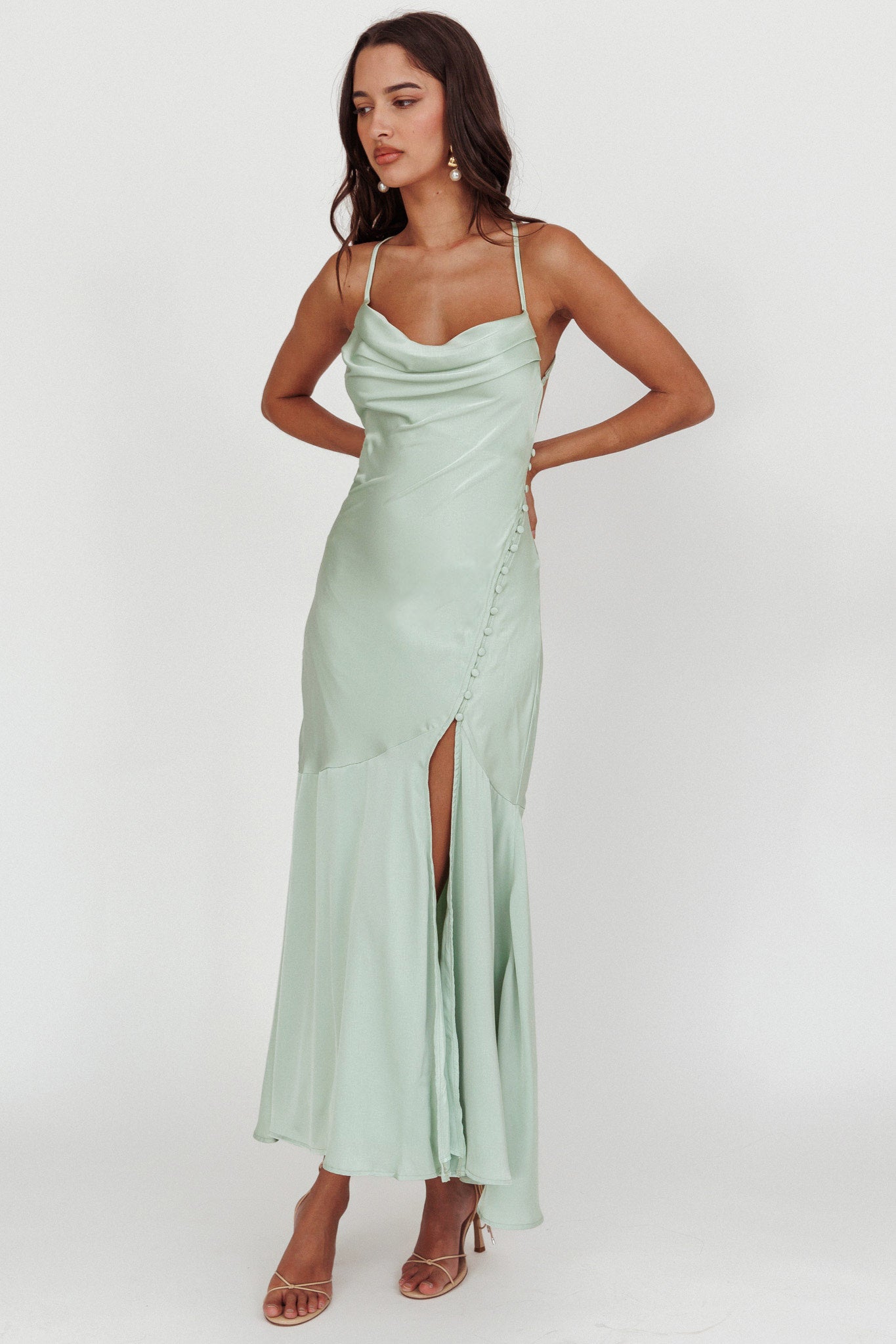 Cowl satin maxi dress sale