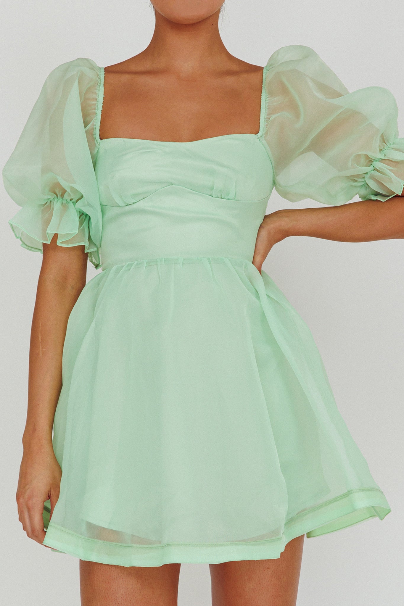 Shop the I've Got Sunshine Puff Sleeve Mini Dress Mint