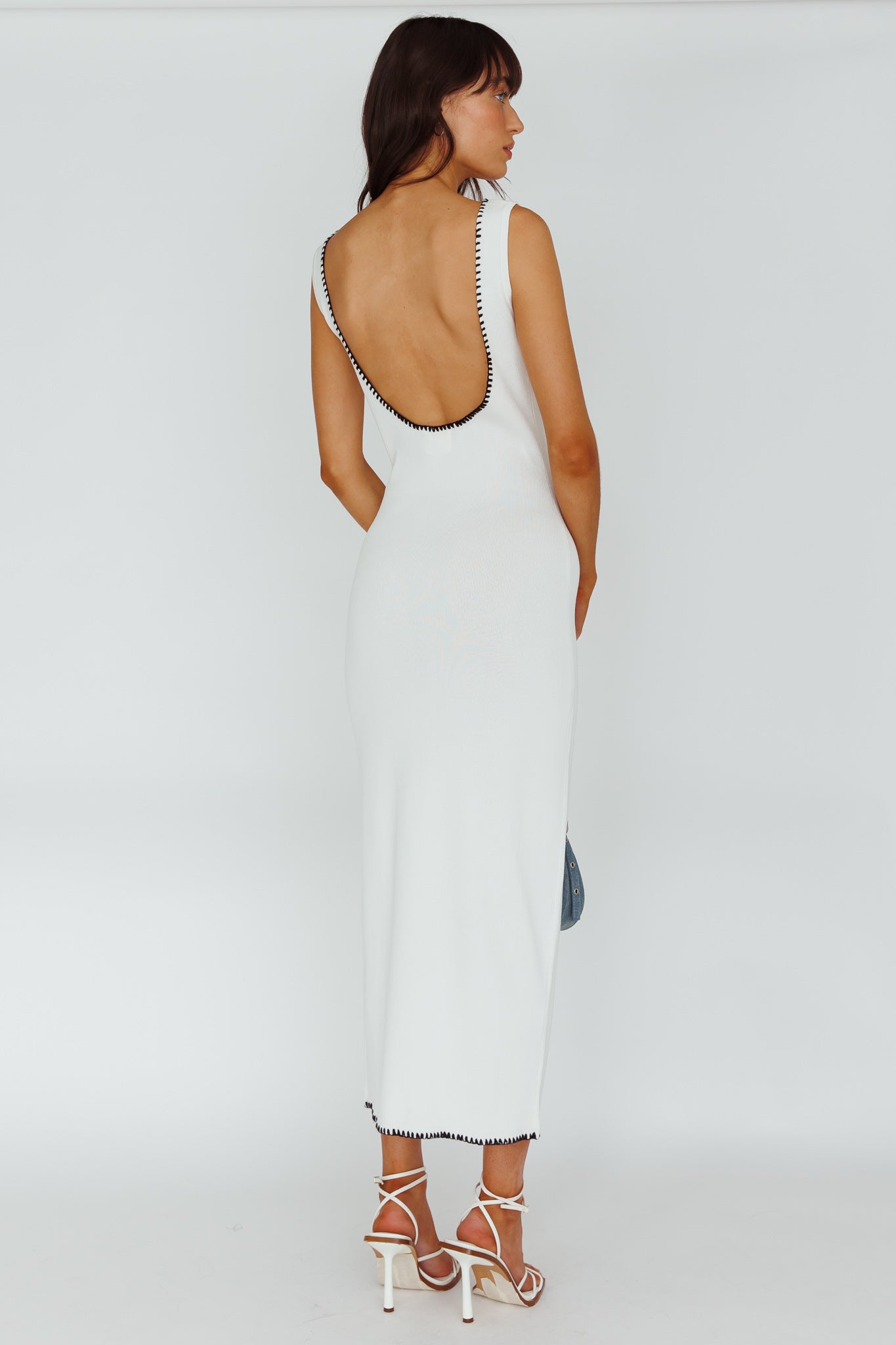 Shop the North Shore Blanket Stitch Knit Maxi Dress White | Selfie Leslie