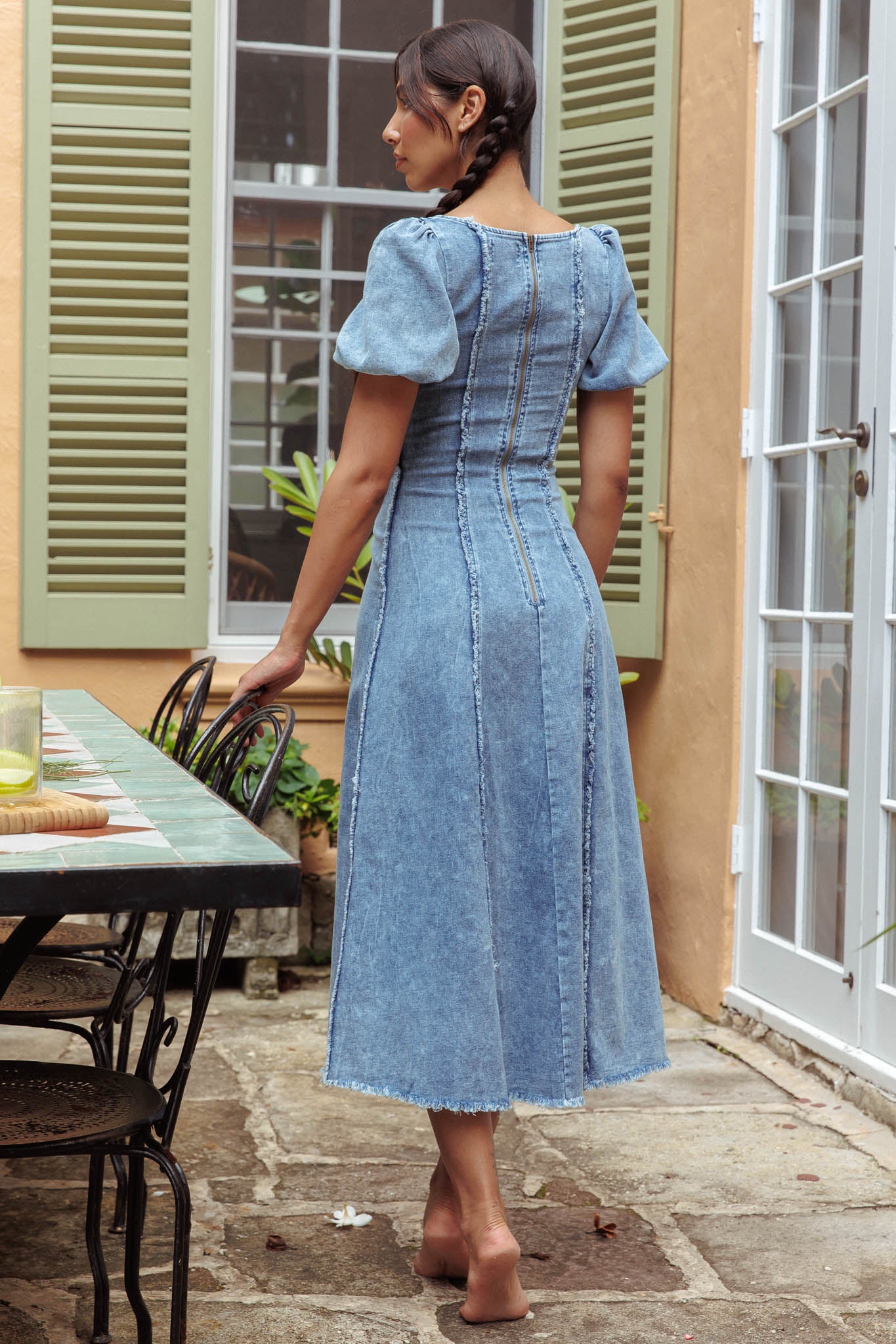 Denim Tea Length Dress