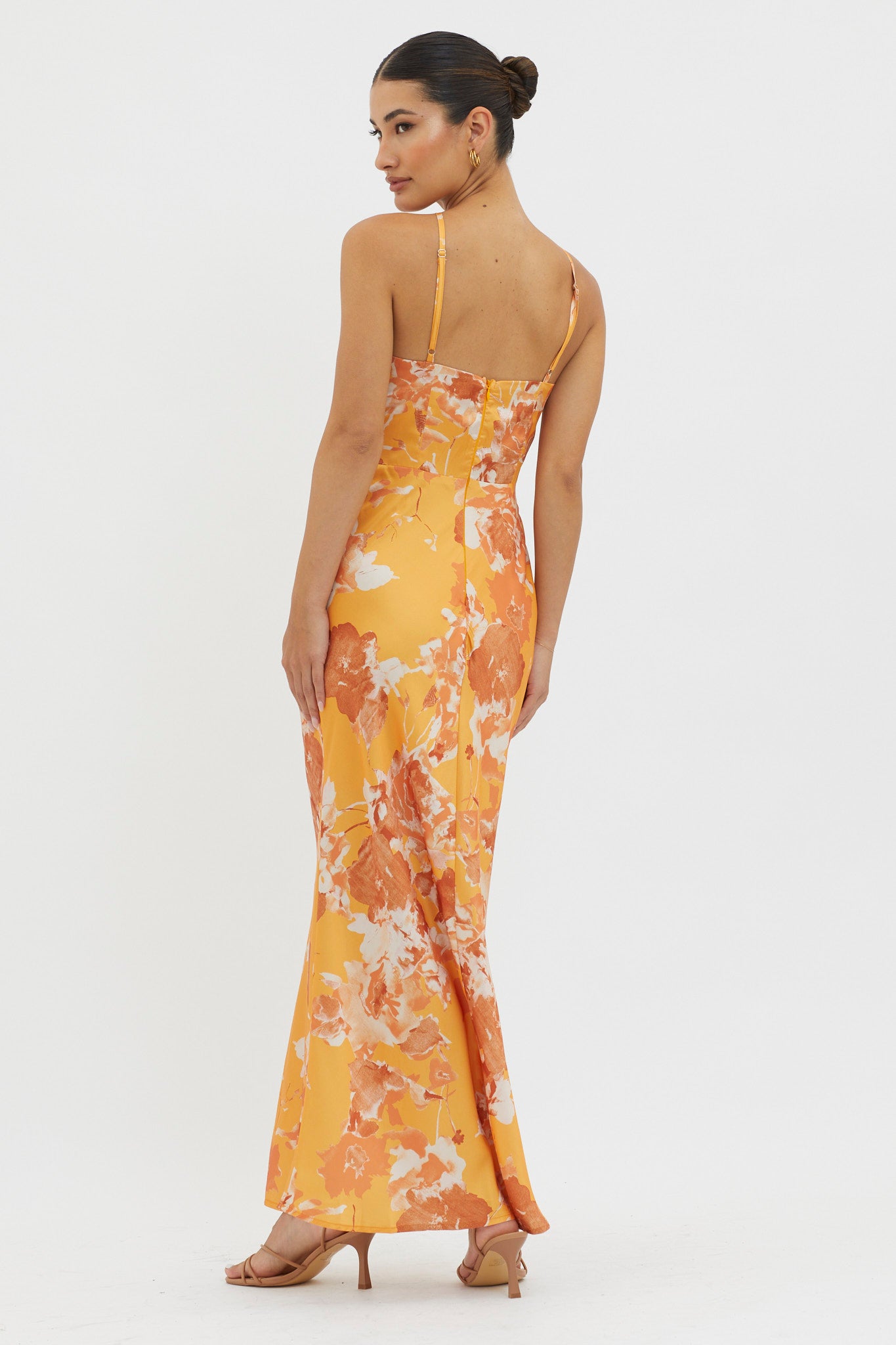 Shop the Carter Foldover Neckline Maxi Dress Orange Yellow Selfie Leslie