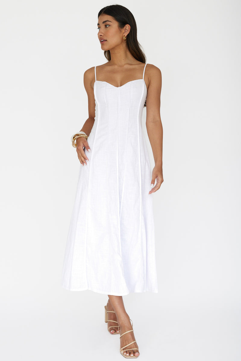 Shop the Vacay Pintuck Pleat Midi Dress White | Selfie Leslie