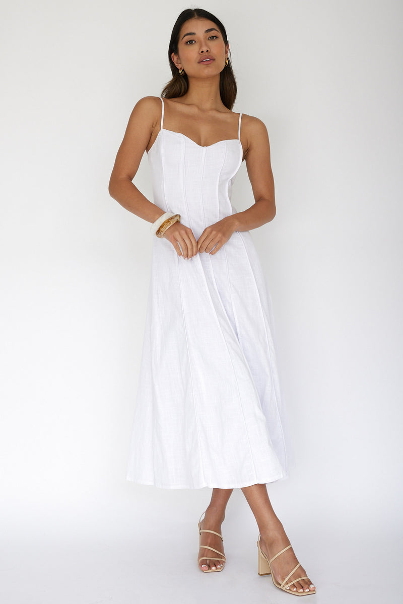 Shop the Vacay Pintuck Pleat Midi Dress White | Selfie Leslie