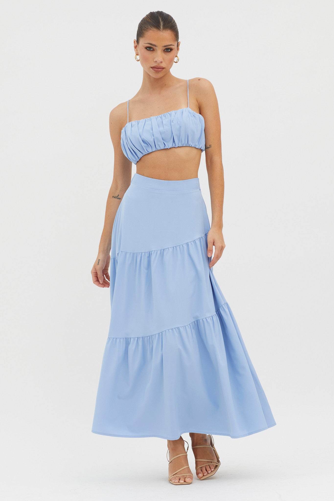 Florence Ruffle Ankle Skirt – Blue