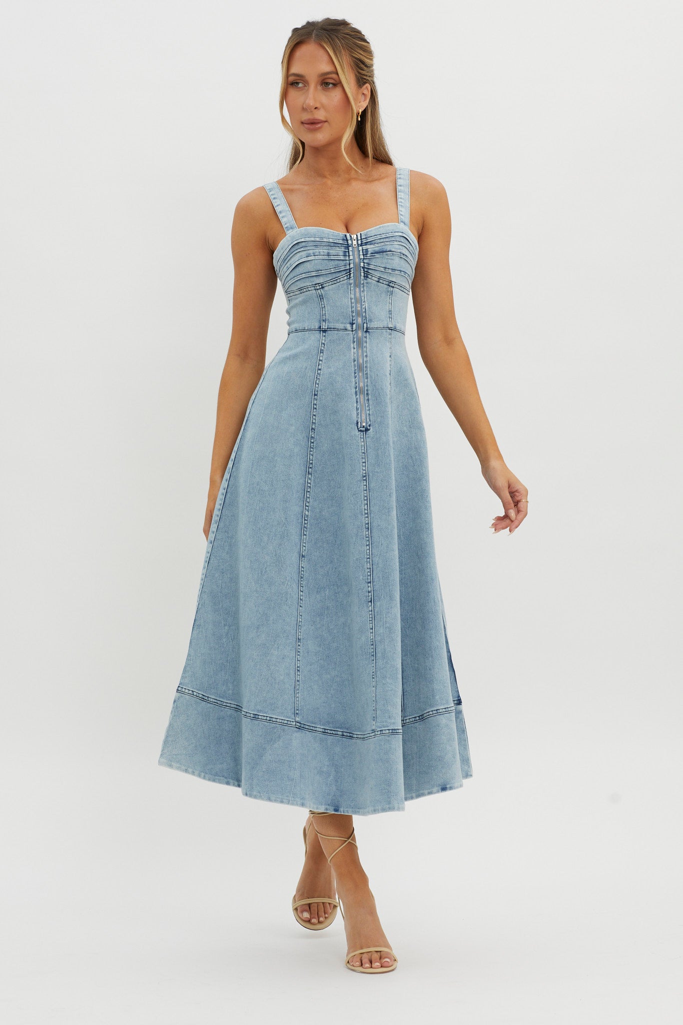 Denim Tea Length Dress