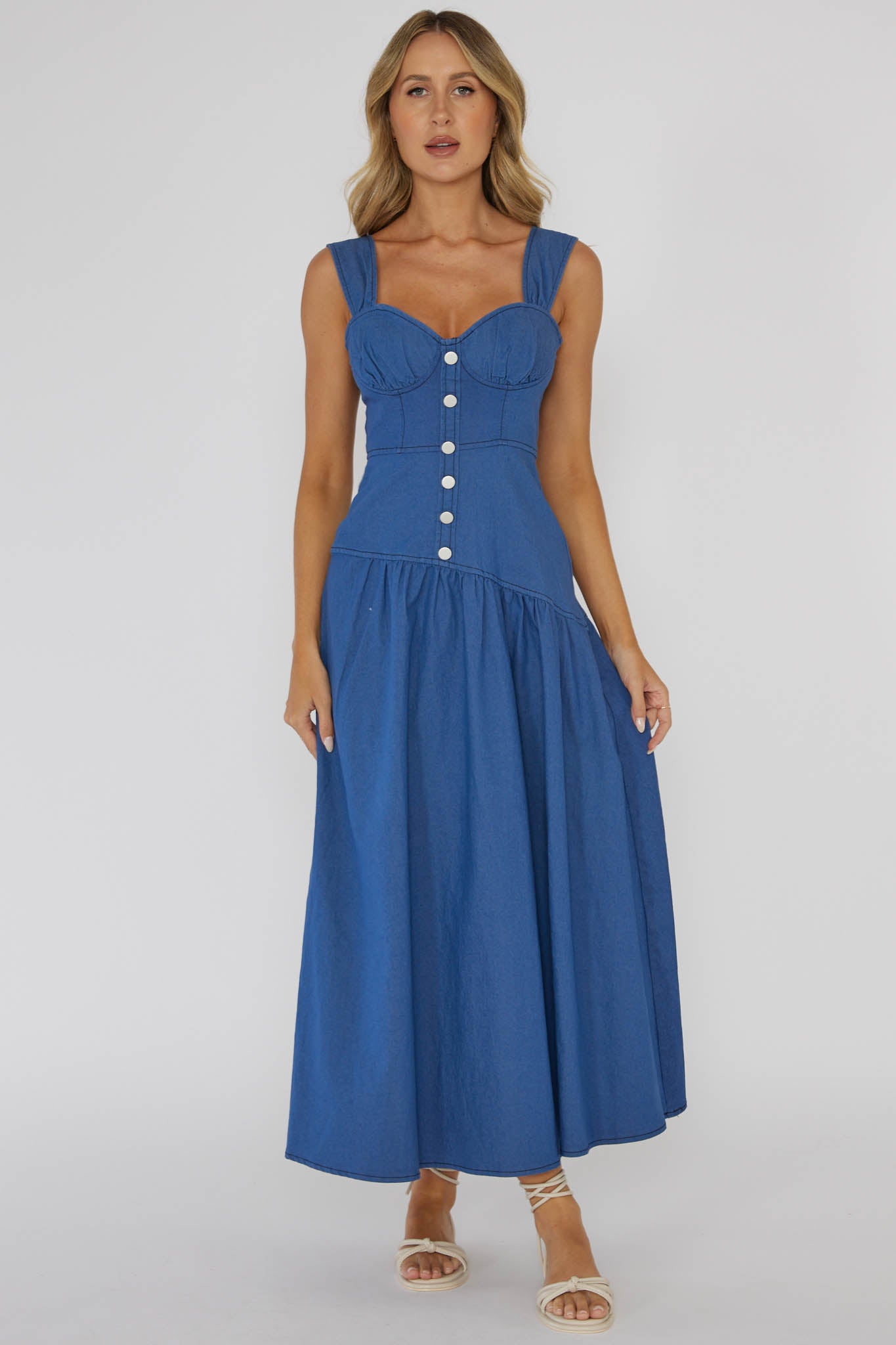 Flounced-Hem Maxi Dress