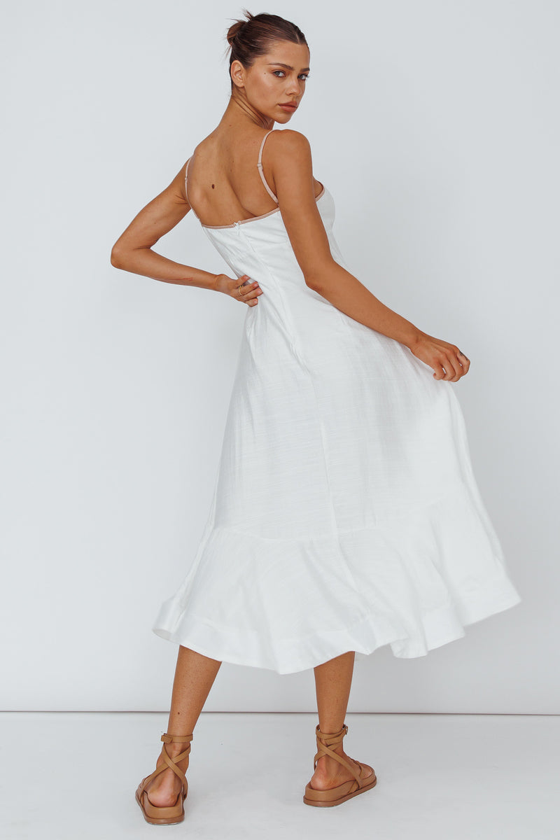 Shop the Noni Cami Strap Swing Midi Dress White | Selfie Leslie