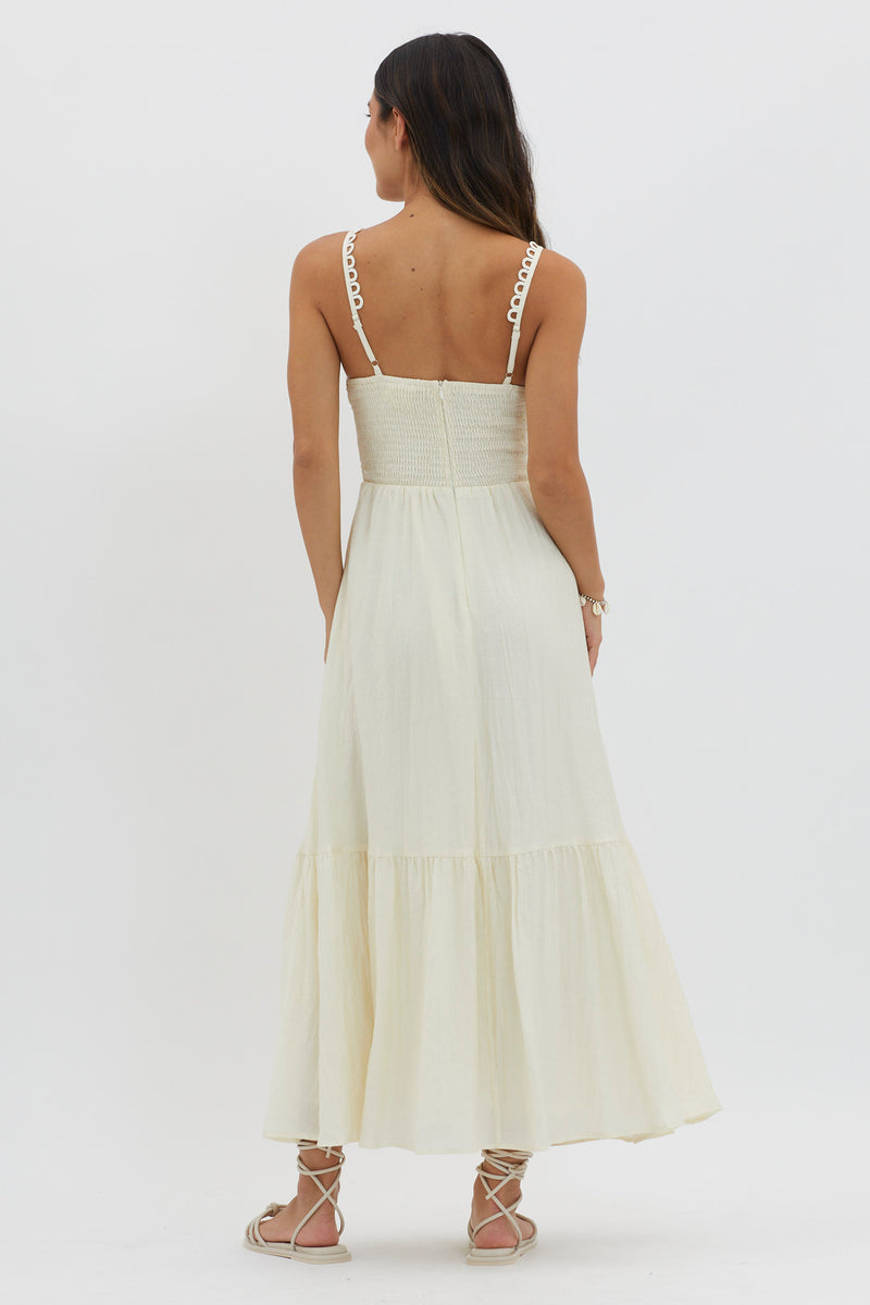 Shop the Golden Suns Scallop Trim Midi Dress Butter | Selfie Leslie