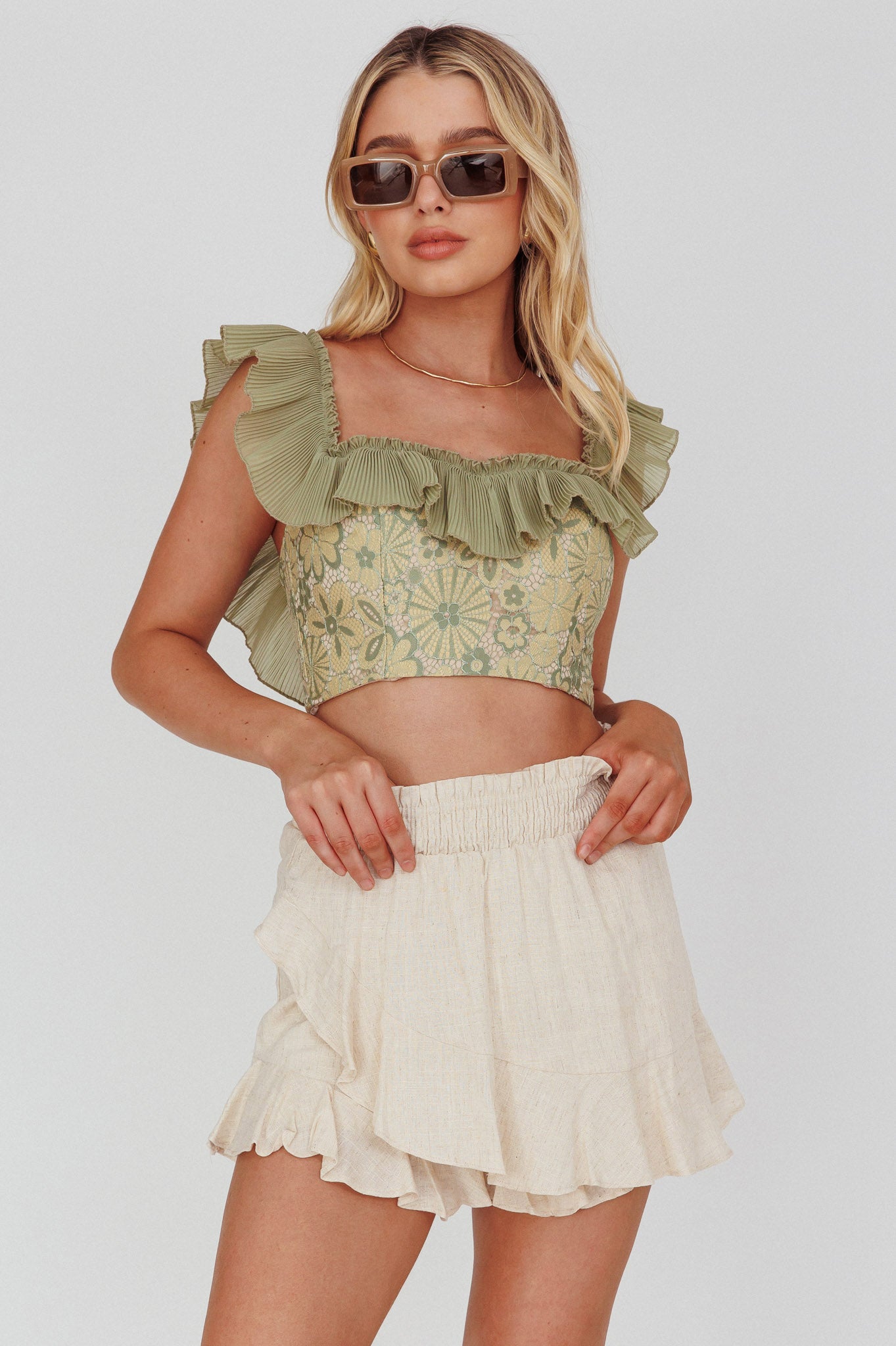 Off shoulder best sale frill crop top