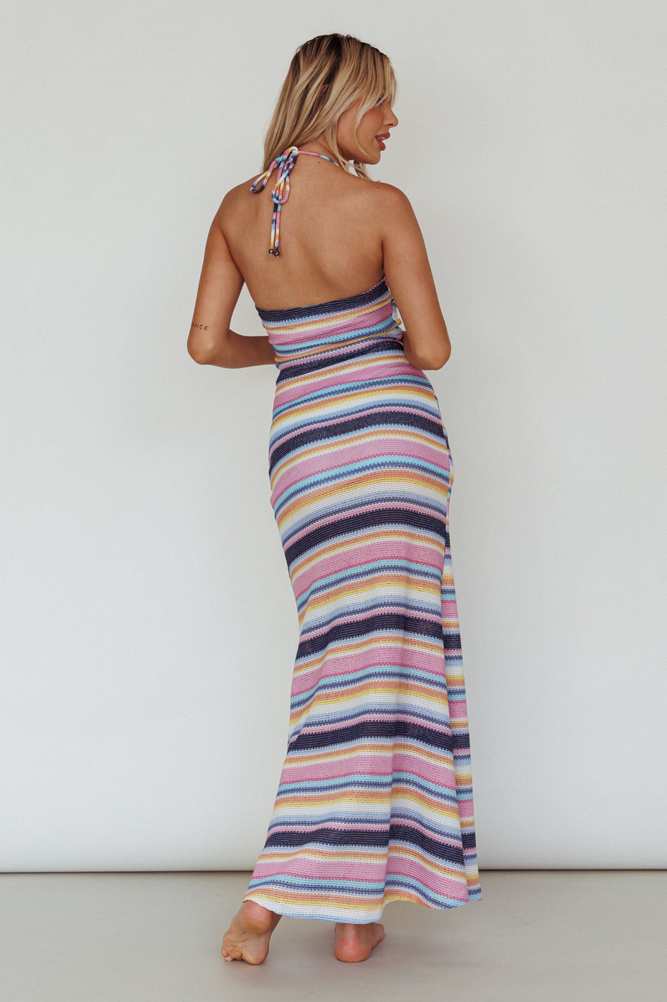 Multi-Stripe Boho Maxi Dress
