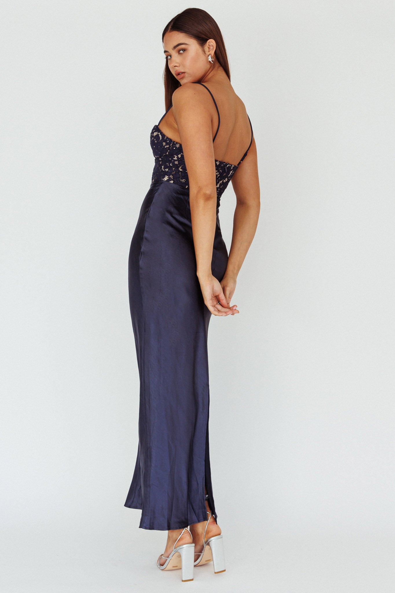 Shop the Evening Star Lace Bodice Maxi Dress Navy | Selfie Leslie