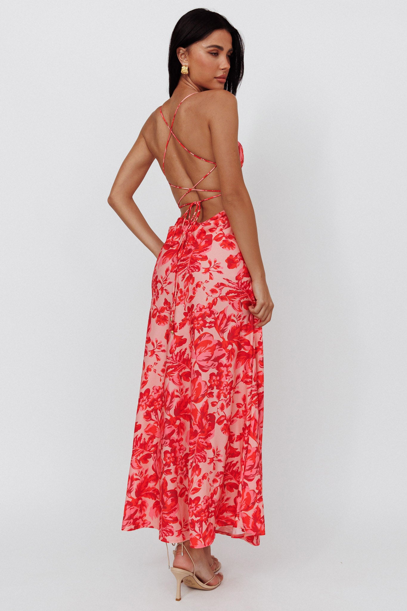 Shop the True Divine Strappy Back Maxi Dress Floral Fire | Selfie Leslie